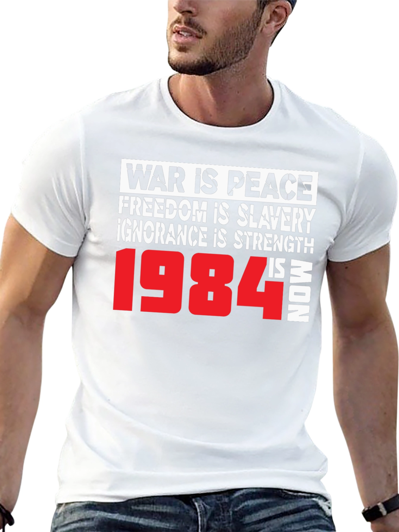 Black 1984 is NOW Men's Graphic Tee view 13