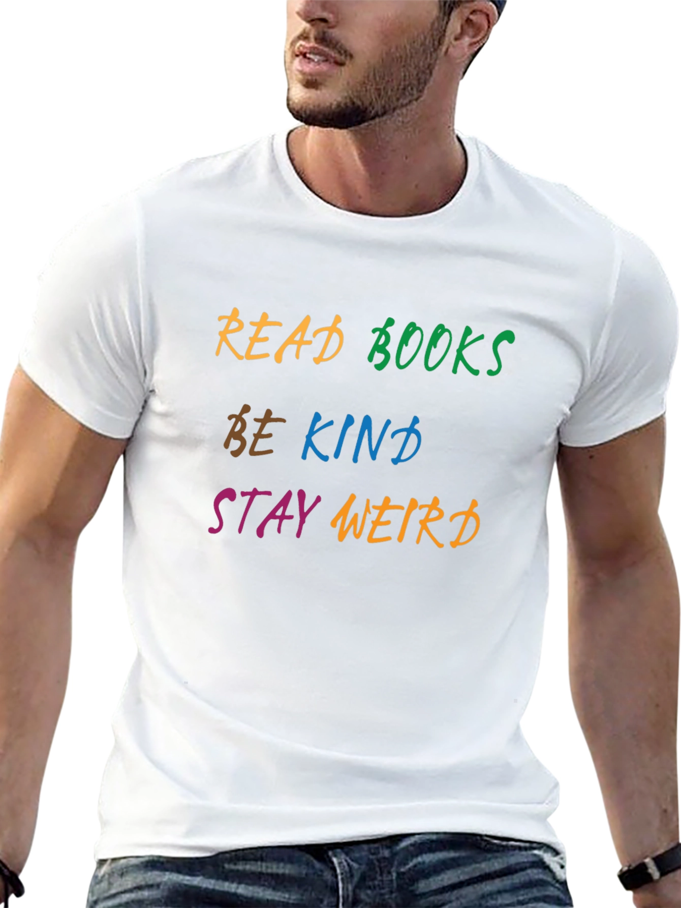 Black Read Books Be Kind Stay Weird Graphic Tee view 13