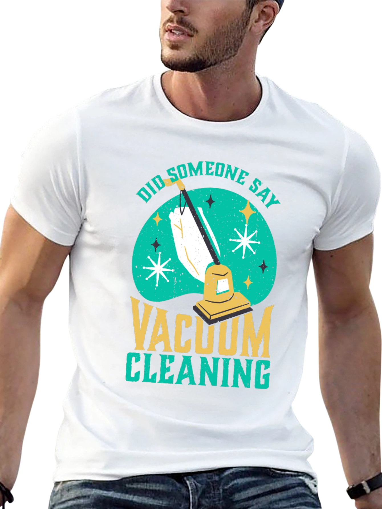 Black Funny Vacuum Cleaning T-Shirt view 13