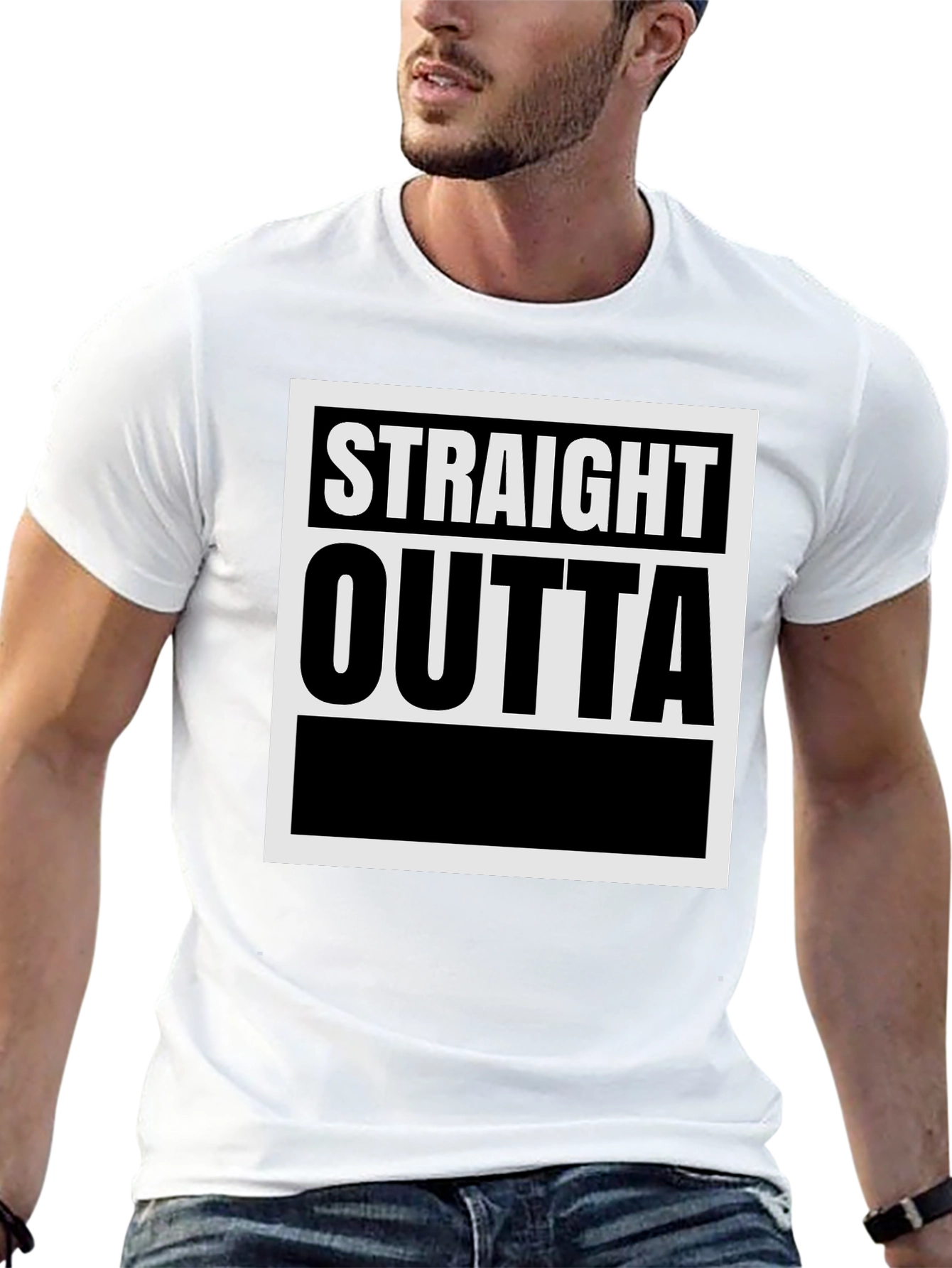 Black Straight Outta T-Shirt - Classic Graphic Tee view 13