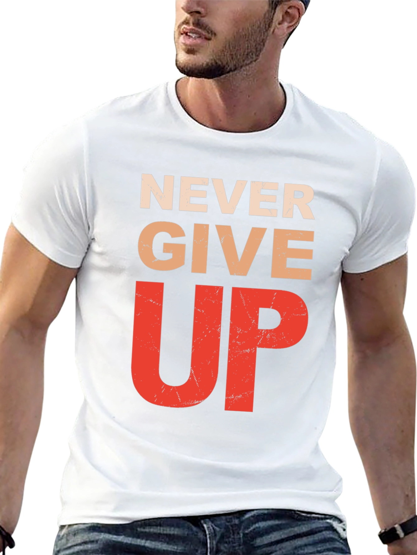 Black Never Give Up Graphic Tee - Inspirational Motivation Shirt view 13