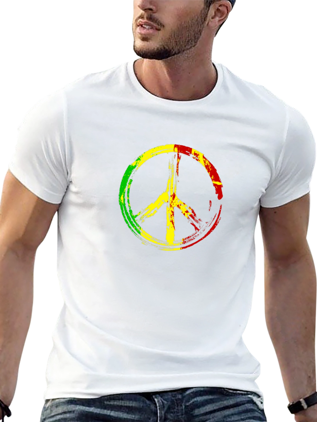 Black Rasta Peace Sign Black T-Shirt view 13