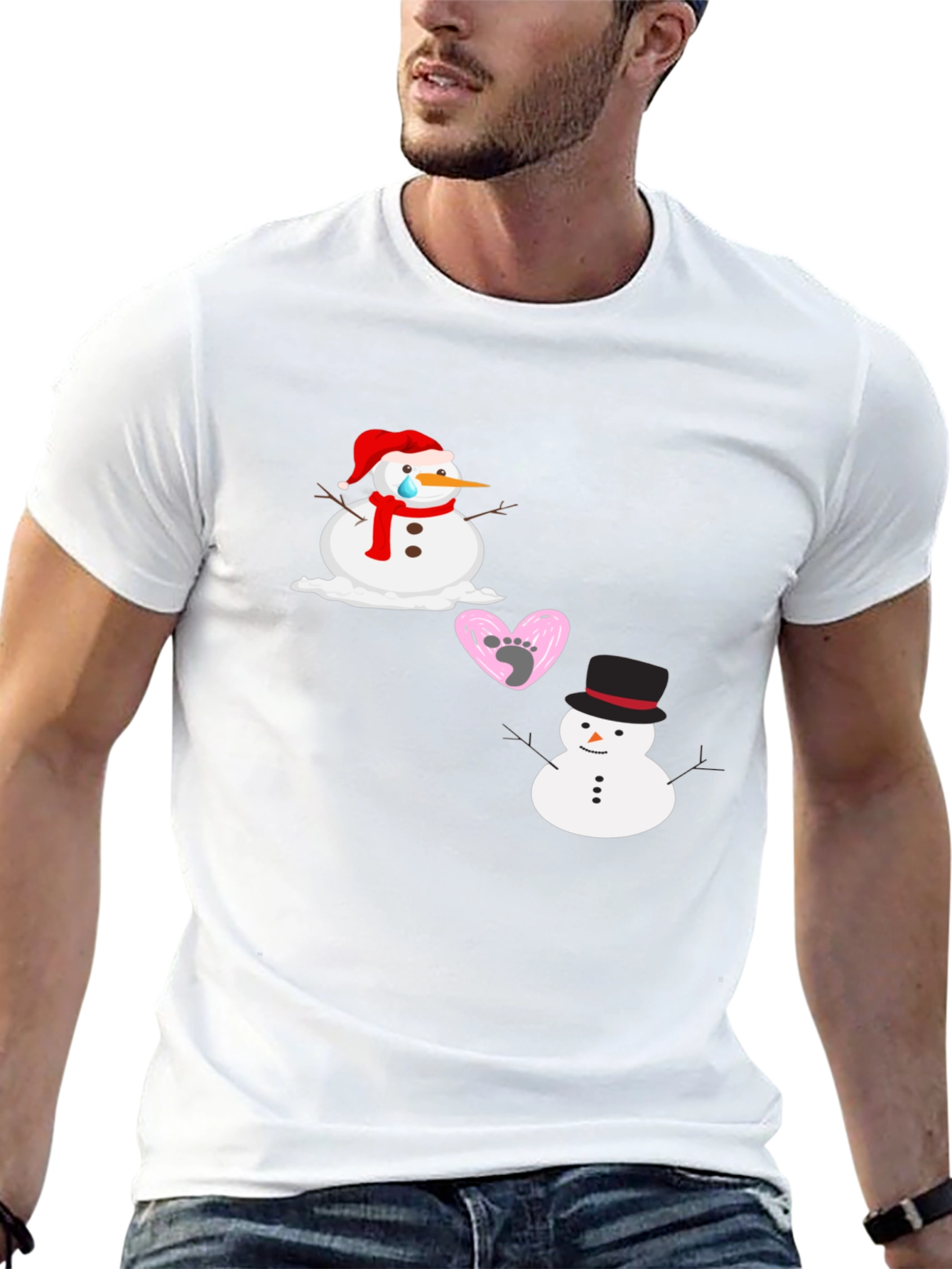Black Sad Snowman T-Shirt view 13