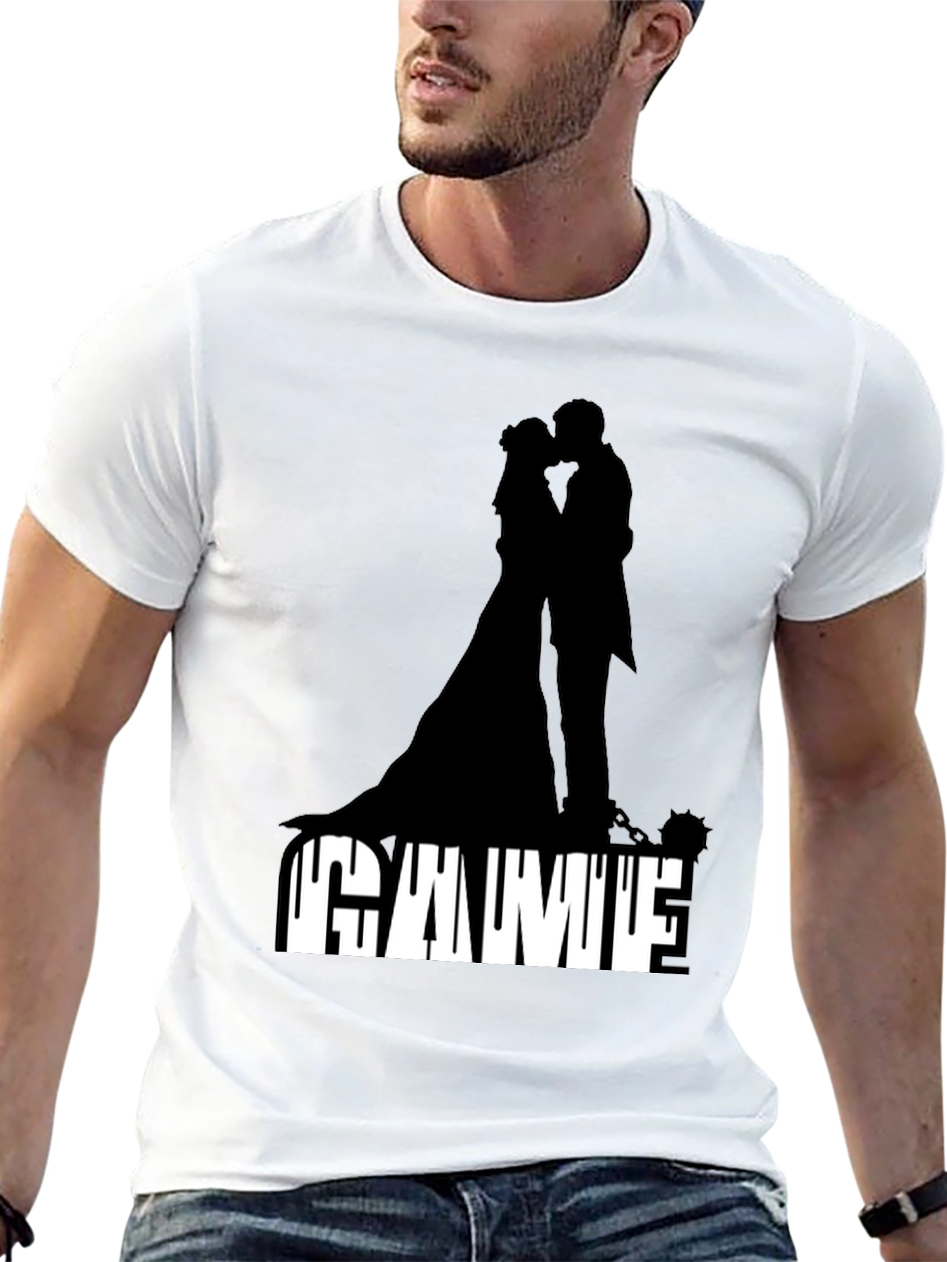 Black Gamufe Wedding Silhouette Graphic Tee - Black view 13