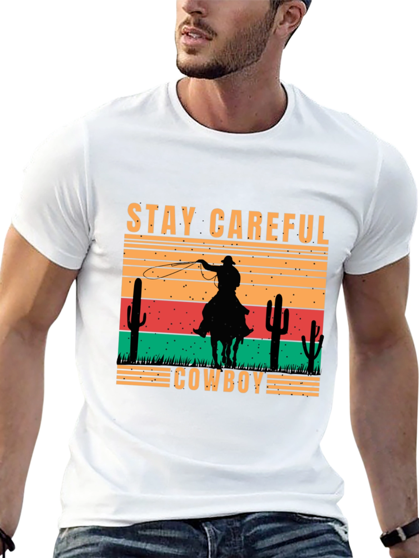 Black Stay Careful Cowboy Graphic Tee view 13