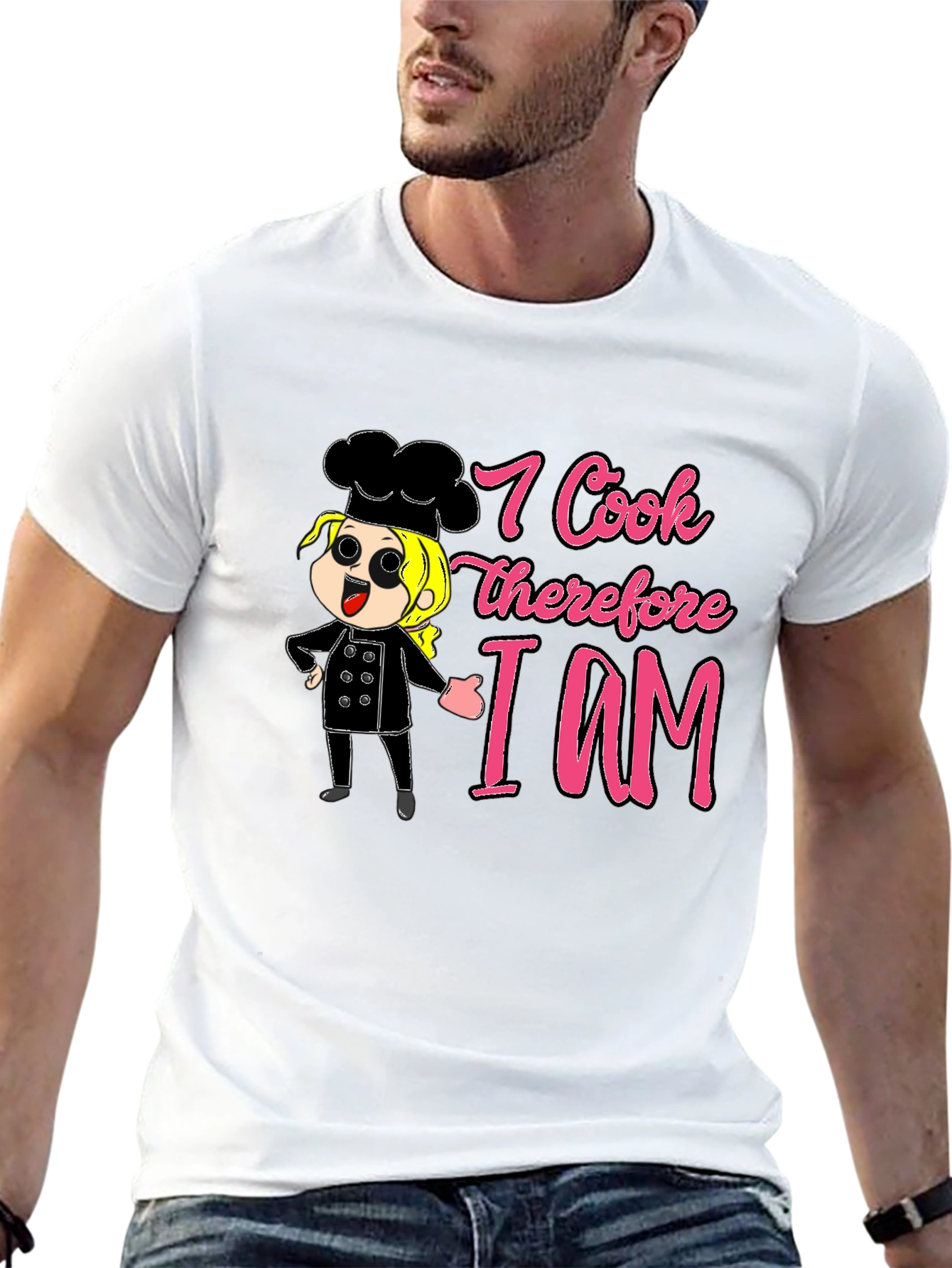 Black I Cook Therefore I Am Funny Chef T-Shirt view 13