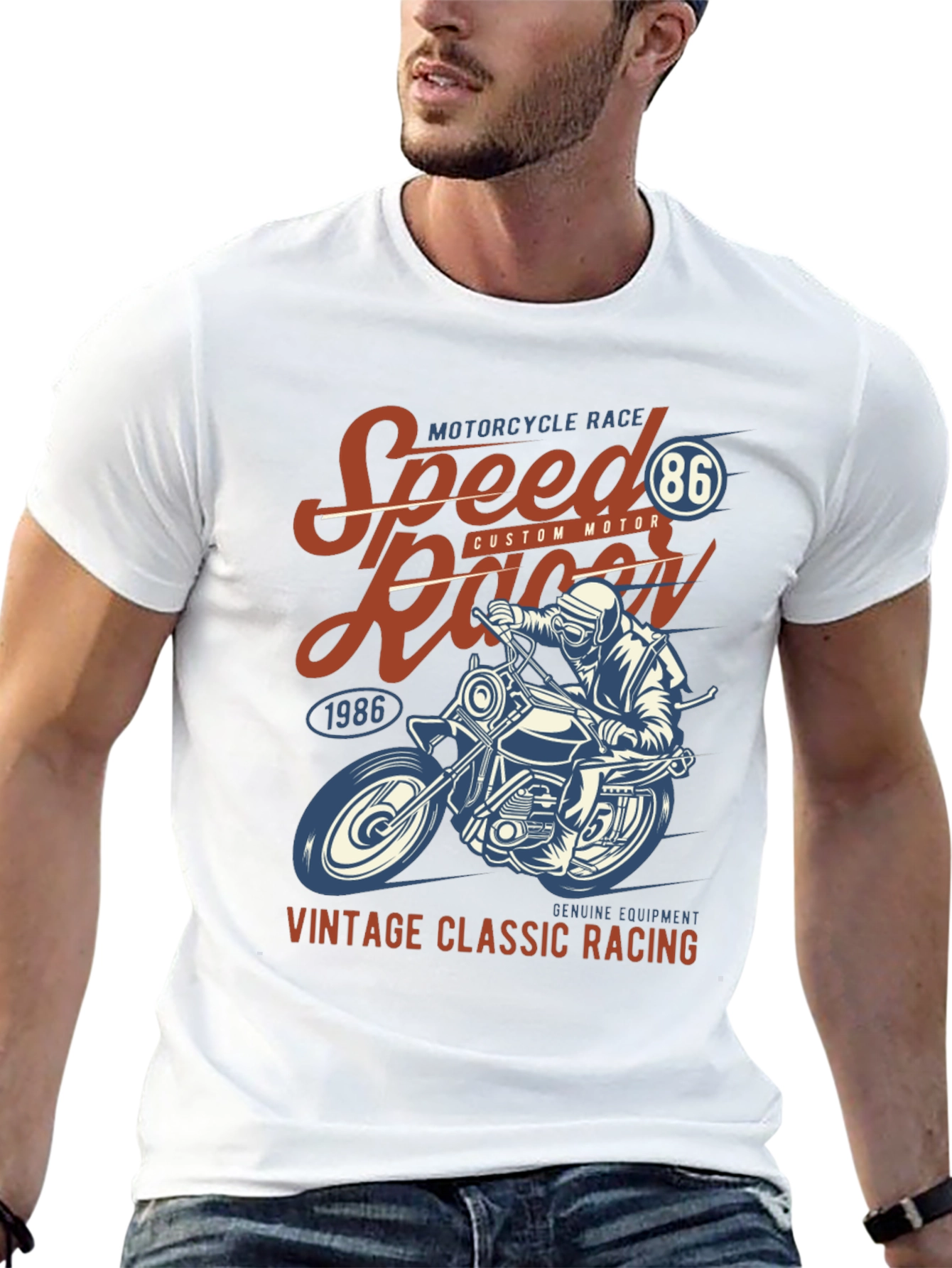 Black Vintage Motorcycle Racing Graphic T-Shirt view 13