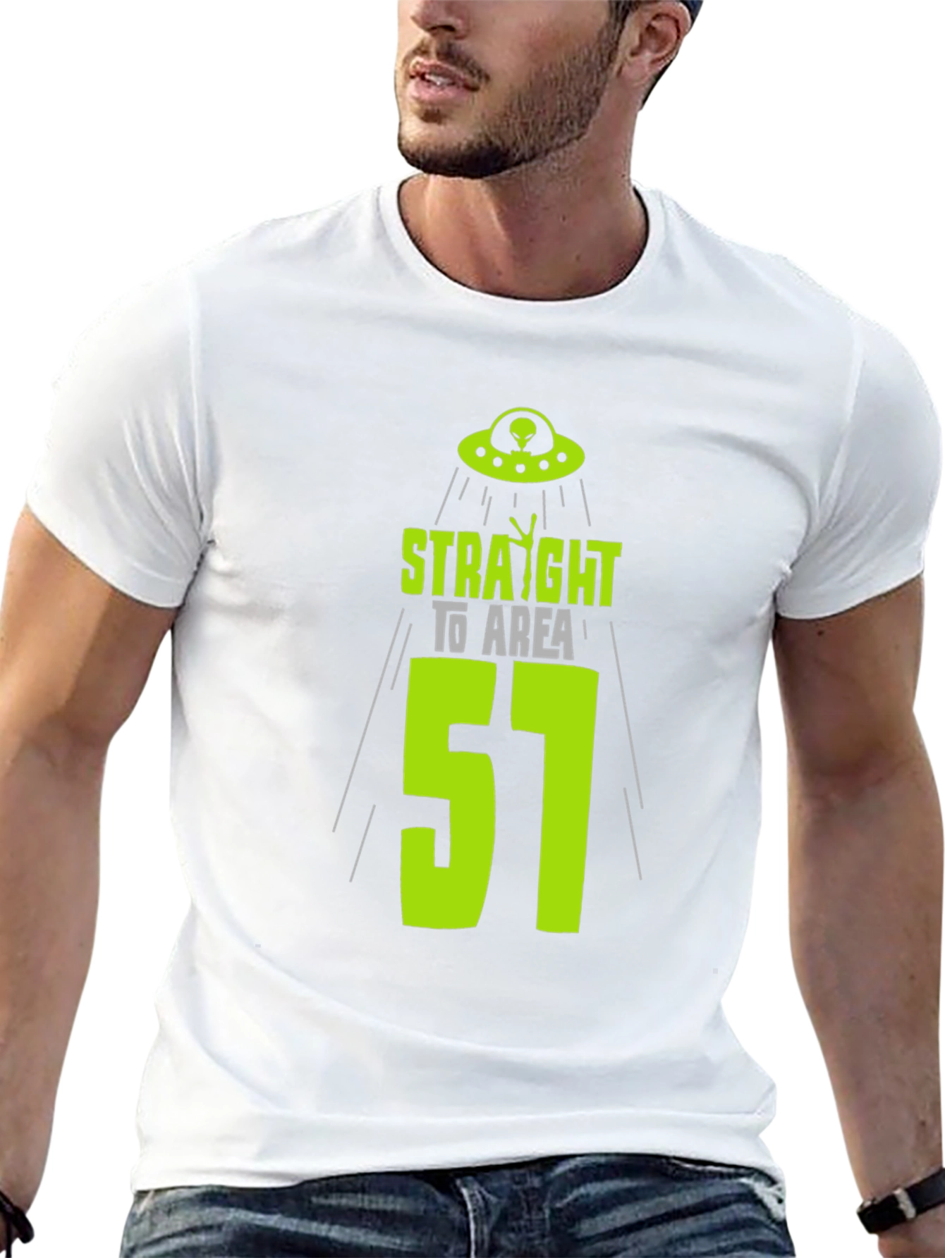 Black Area 51 Alien T-Shirt - Black Cotton UFO Design view 13