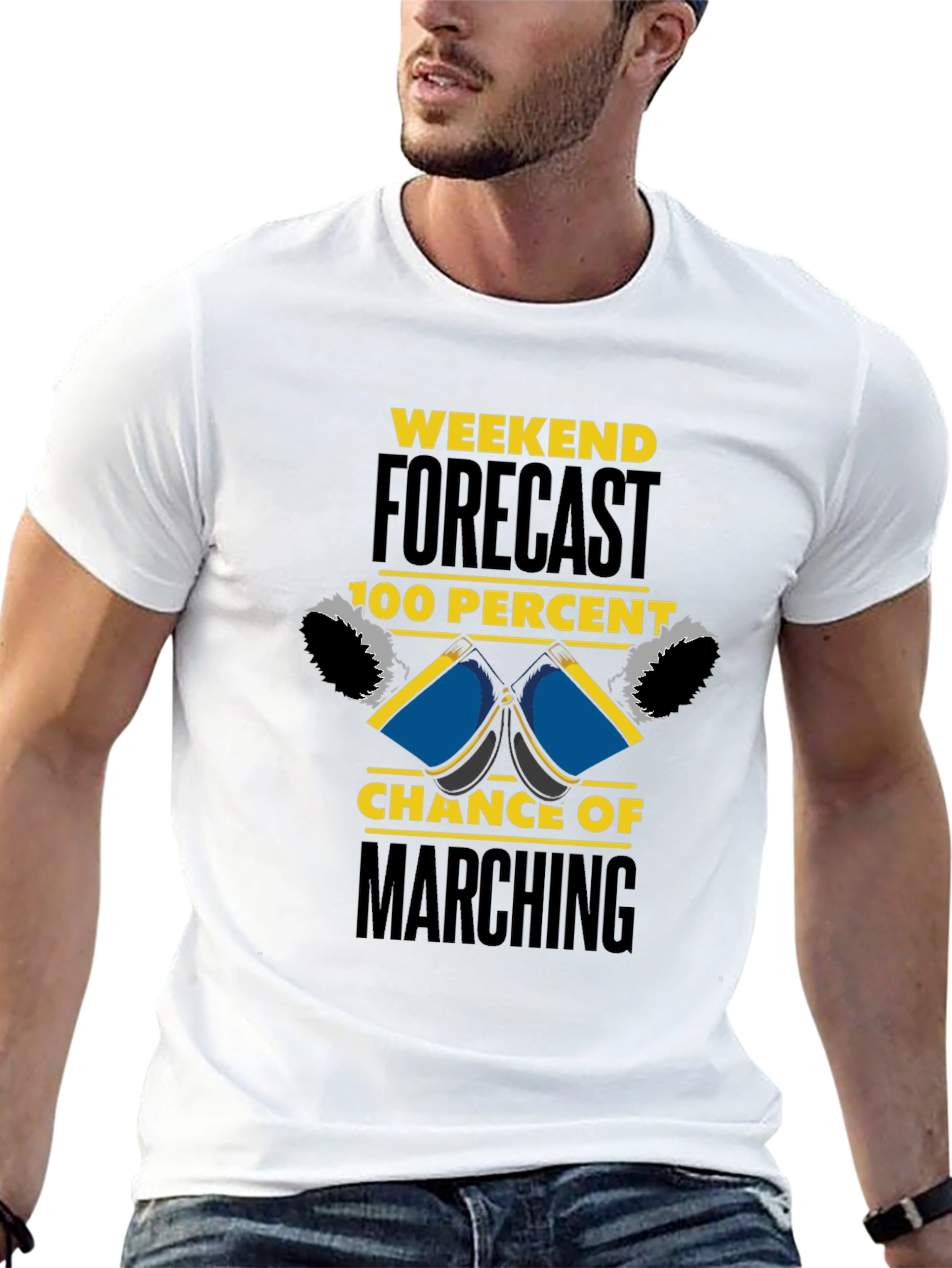 Black Marching Band Weekend Forecast T-Shirt view 13