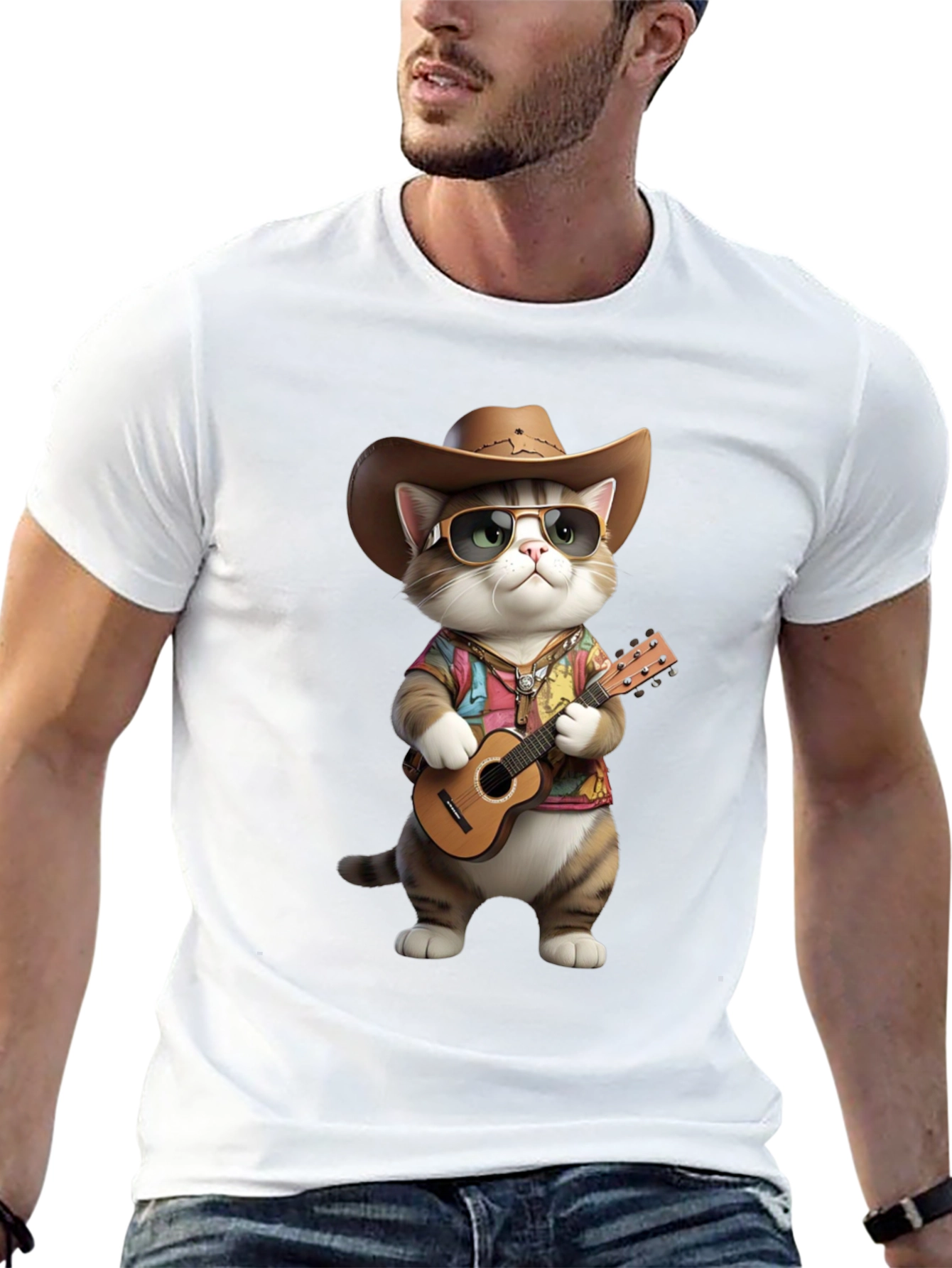 Black Cool Cat Cowboy T-Shirt view 13