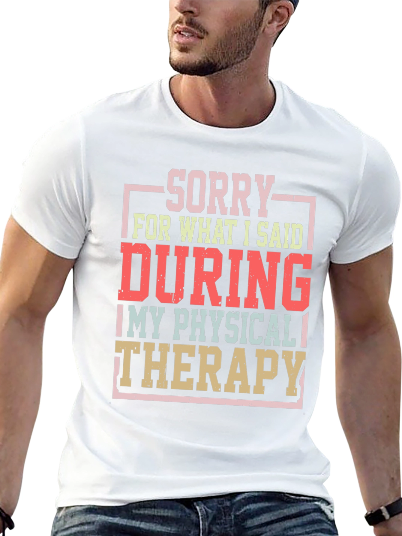 Black Sorry Physical Therapy T-Shirt Funny Workout Tee view 13