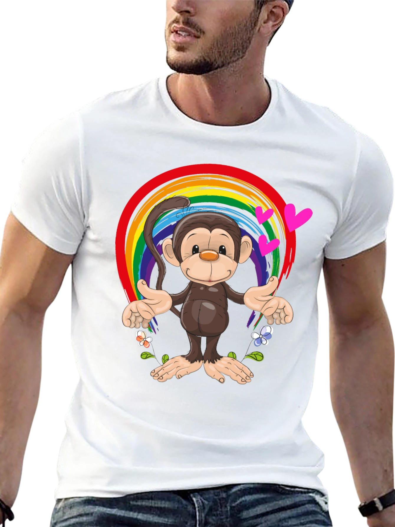 Black Rainbow Monkey Graphic Tee - Soft Cotton Blend view 13
