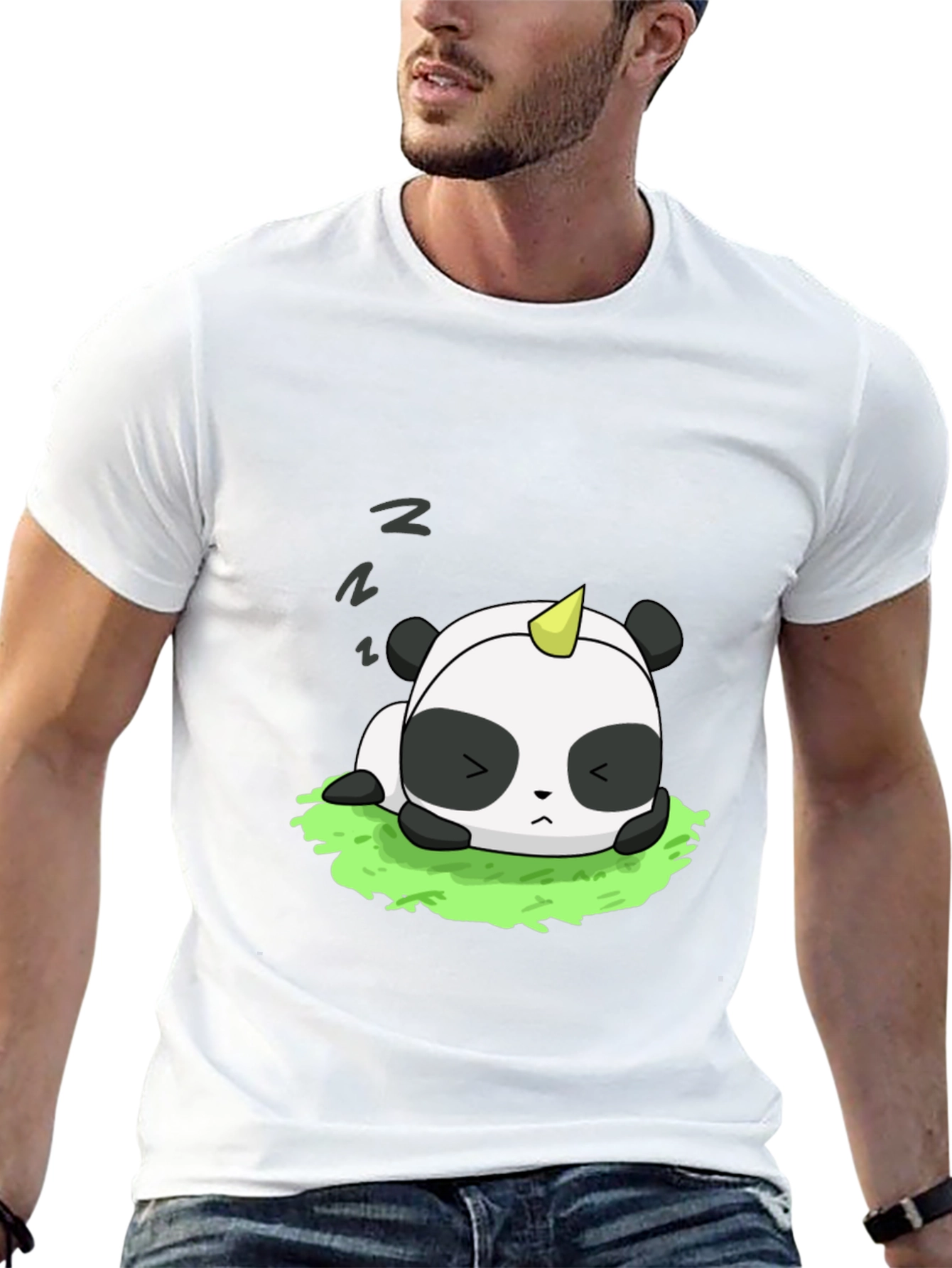Black Cute Panda Unicorn Black T-Shirt view 13