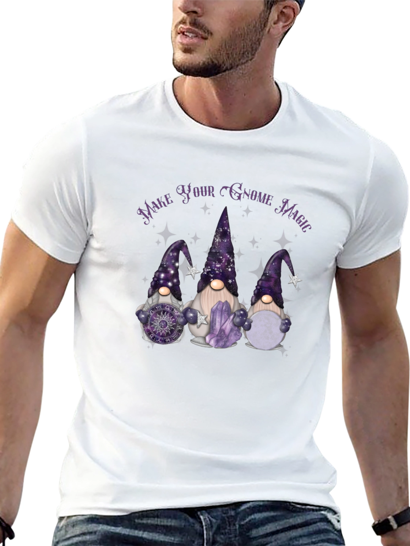 Black Gnome Magic T-Shirt - Unique Graphic Tee view 13