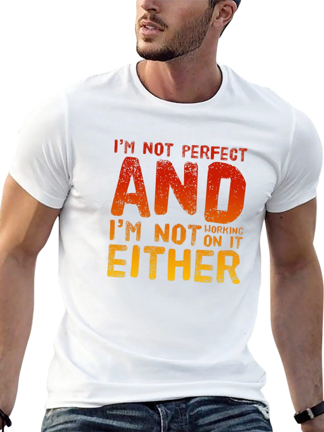 Black Funny Slogan T-Shirt - I'm Not Perfect view 13