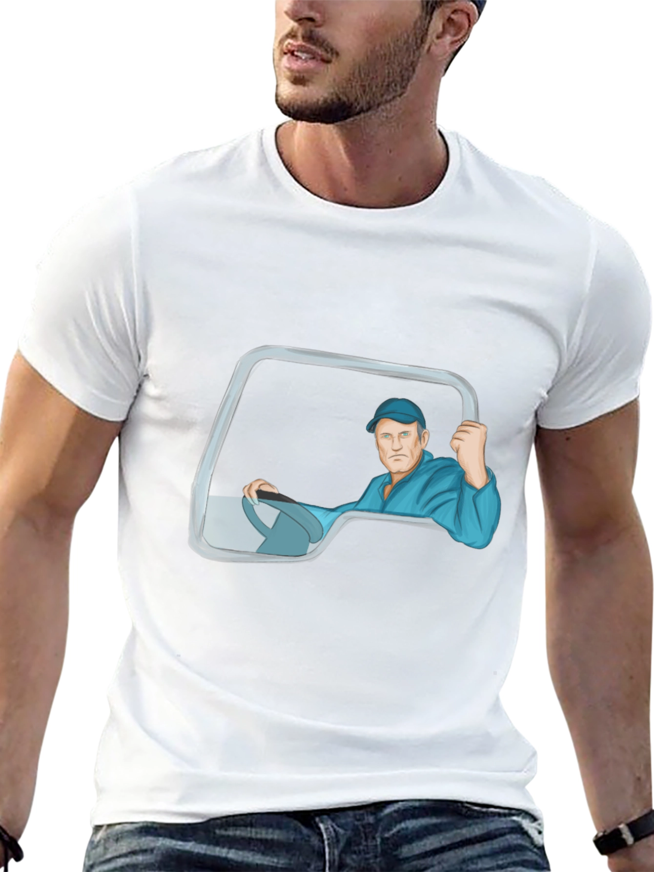 Black Trucker Cartoon Graphic T-Shirt view 13
