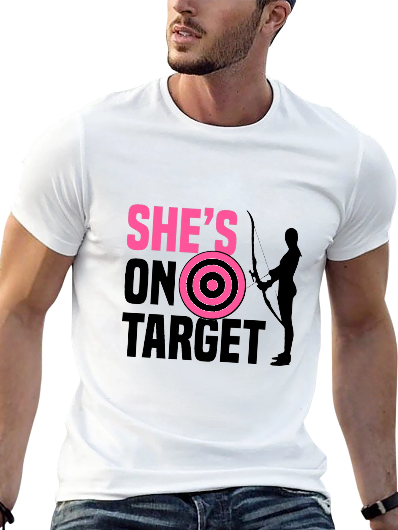 Black She's On Target T-Shirt Archer Arrow Bullseye view 13