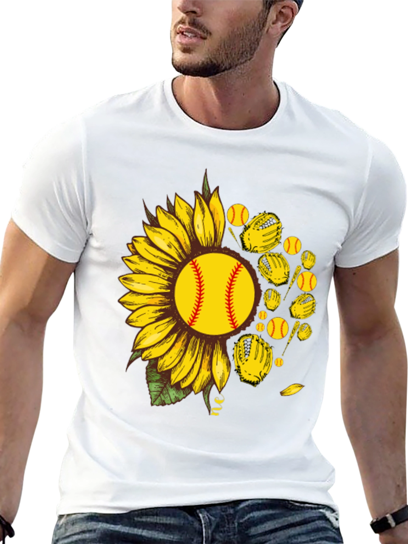 Black Sunflower Softball Graphic T-Shirt view 13