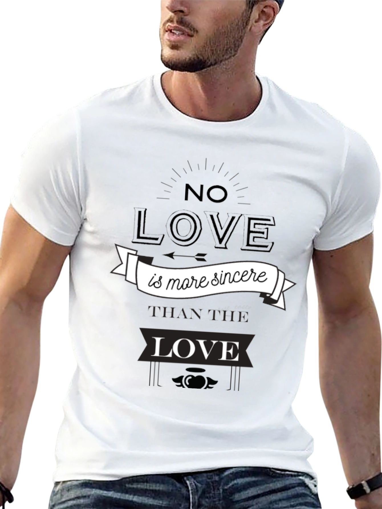 Black Sincere Love Graphic Tee - Black Cotton T-Shirt view 13
