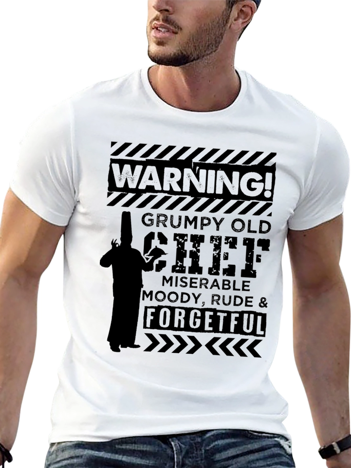Black Grumpy Old Chef T-Shirt - Funny Kitchen Apparel view 13