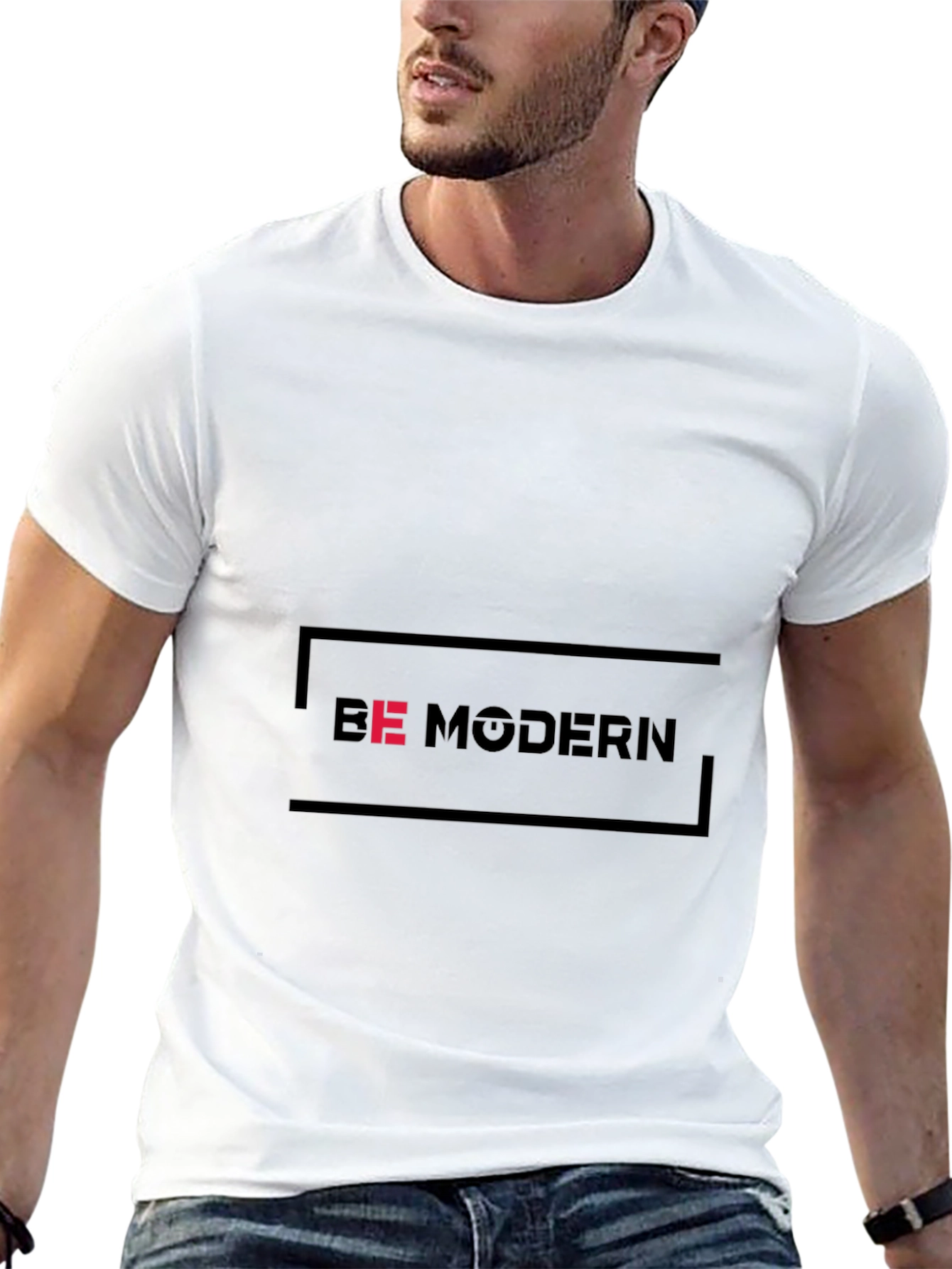 Black Be Modern Black Graphic Tee for Men view 13