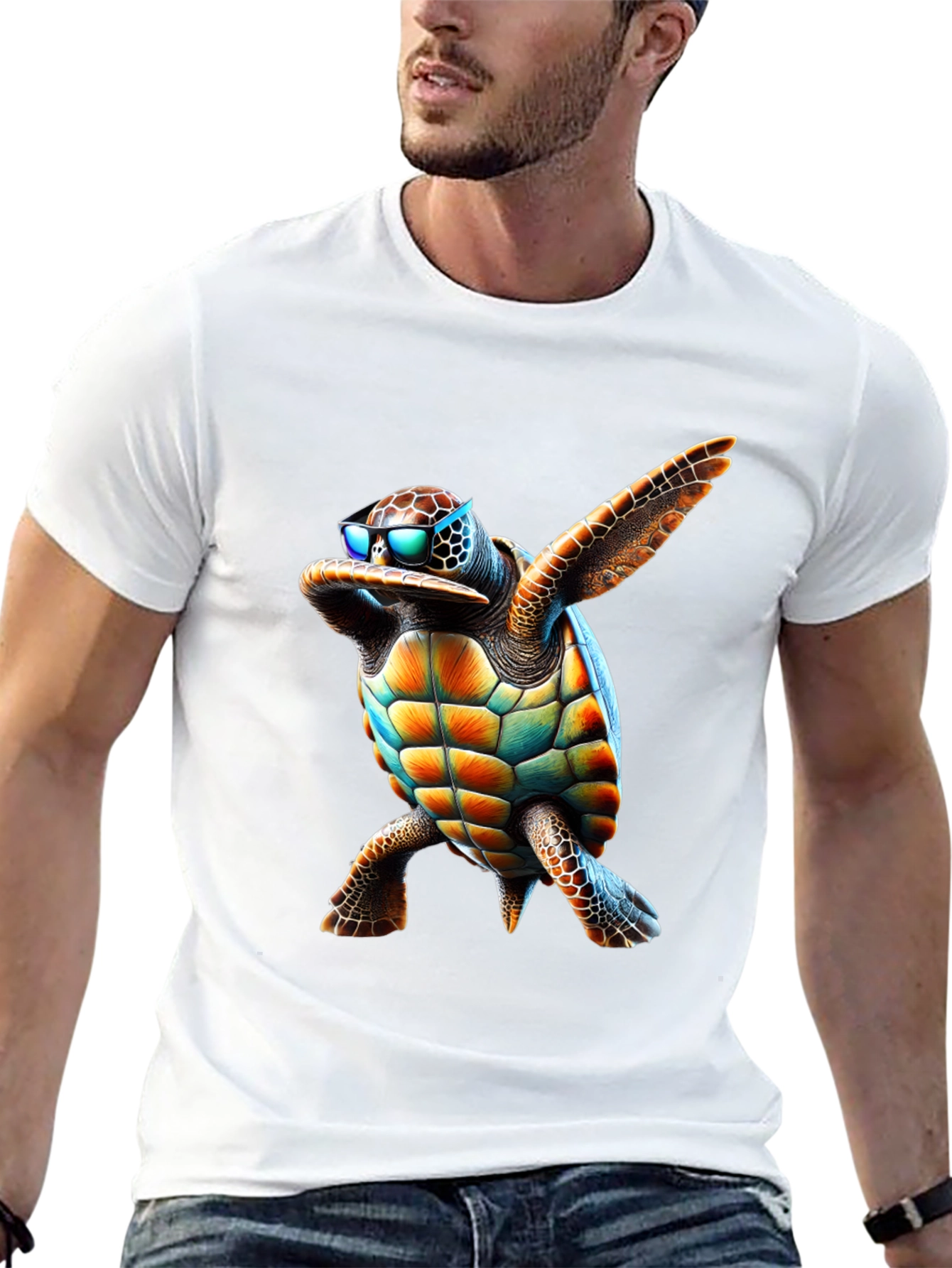 Black Dabbing Turtle Graphic Tee - Cool & Fun view 13