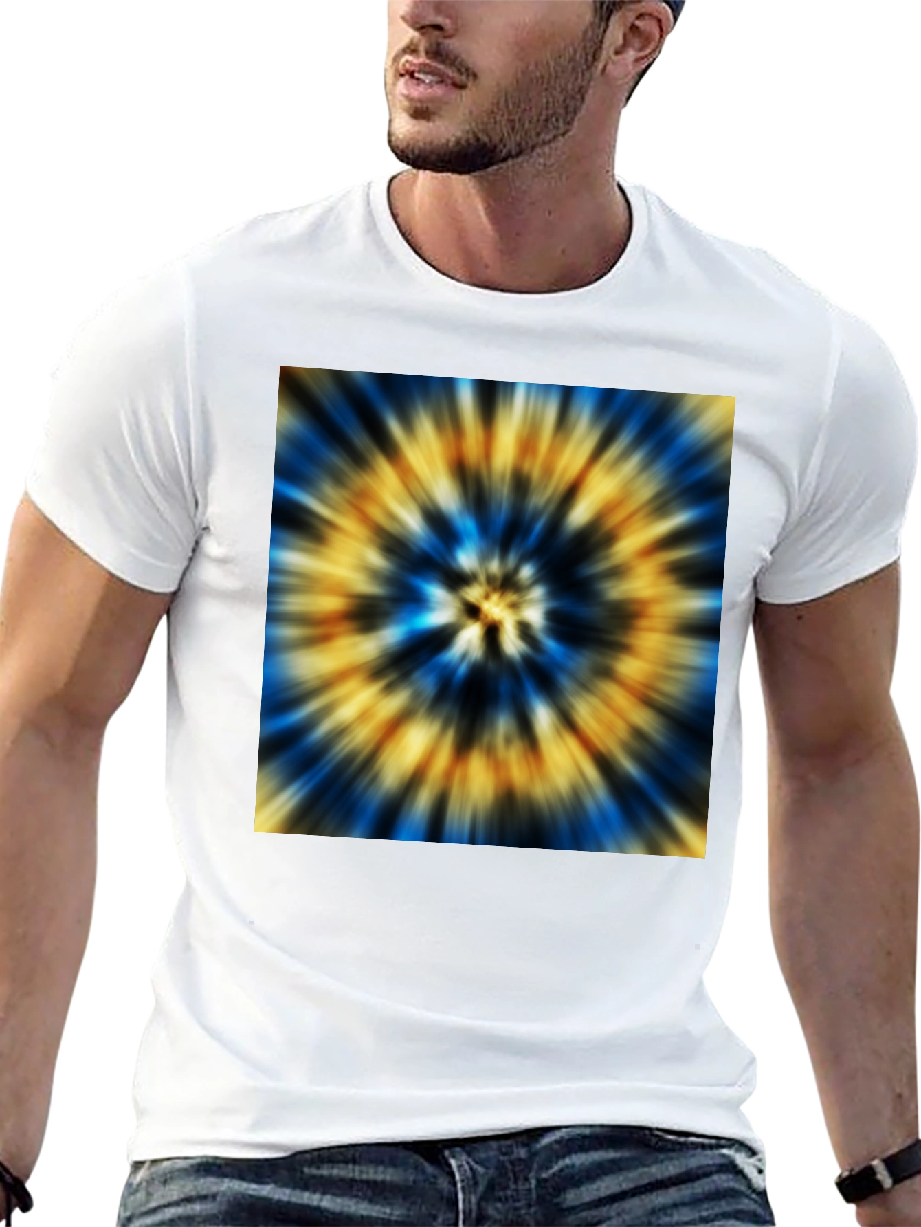 Black Vibrant Tie-Dye Graphic Black T-Shirt view 13