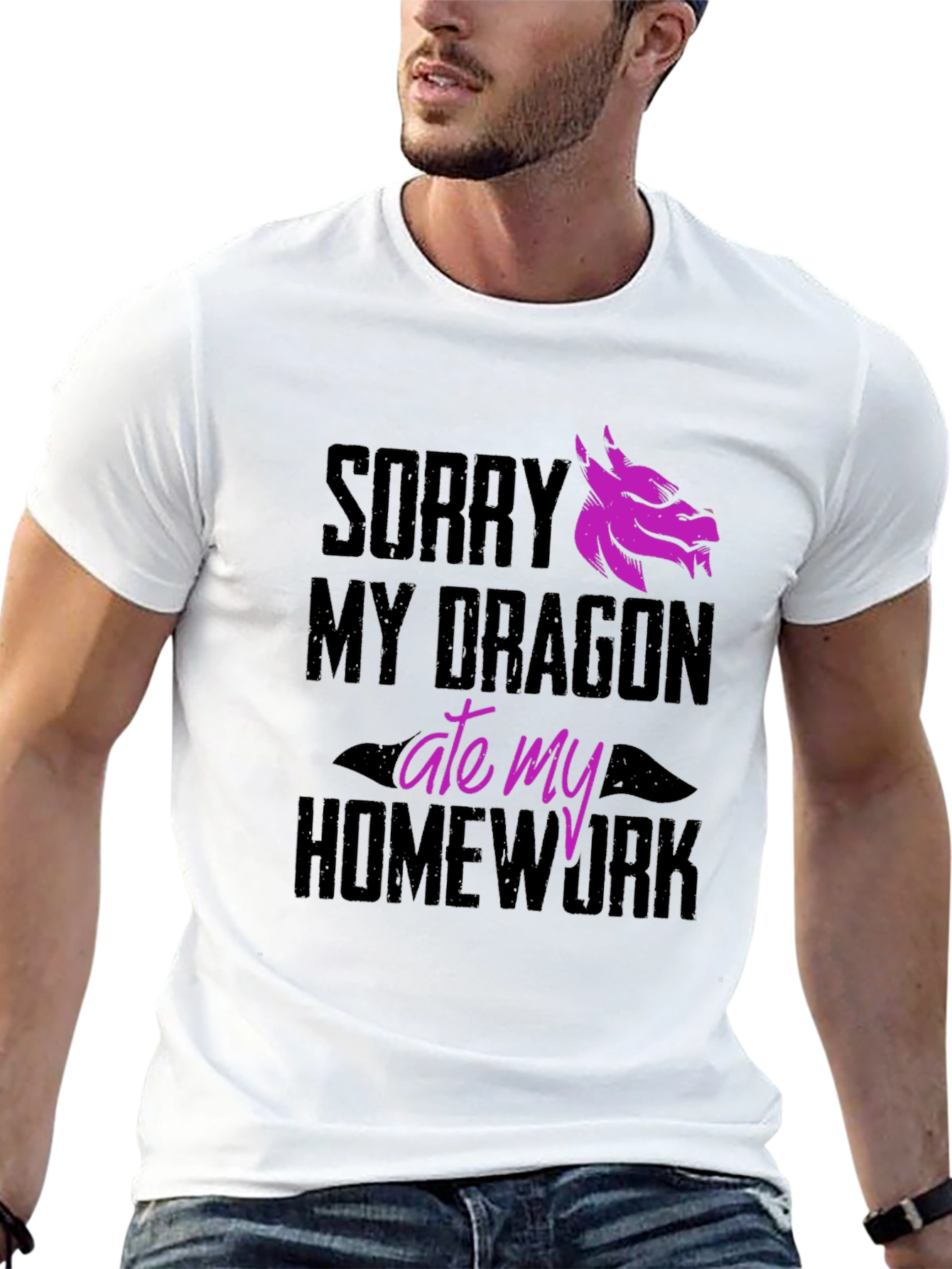 Black Dragon Ate My Homework Funny Graphic Tee view 13