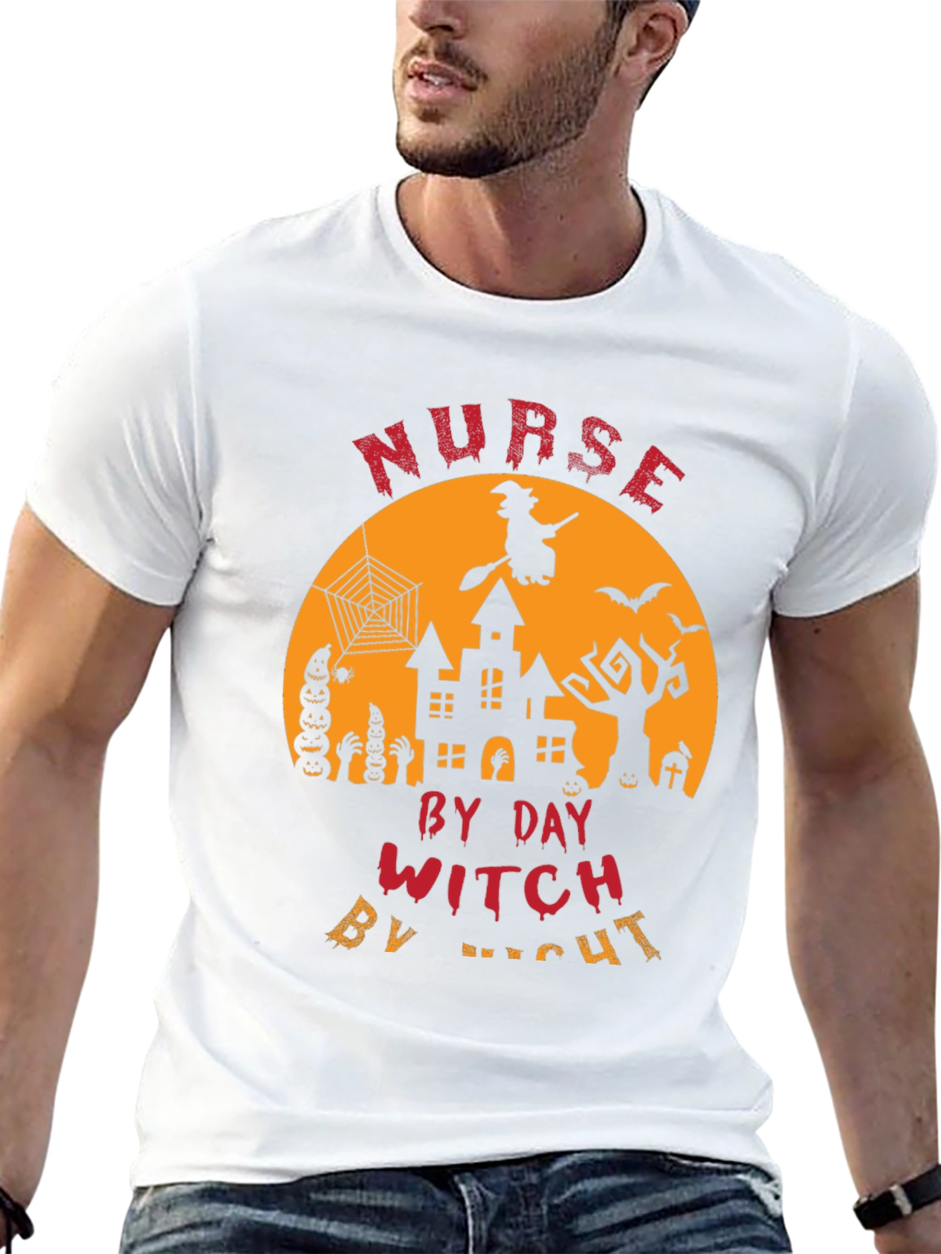 Black Nurse Witch Halloween T-Shirt view 13