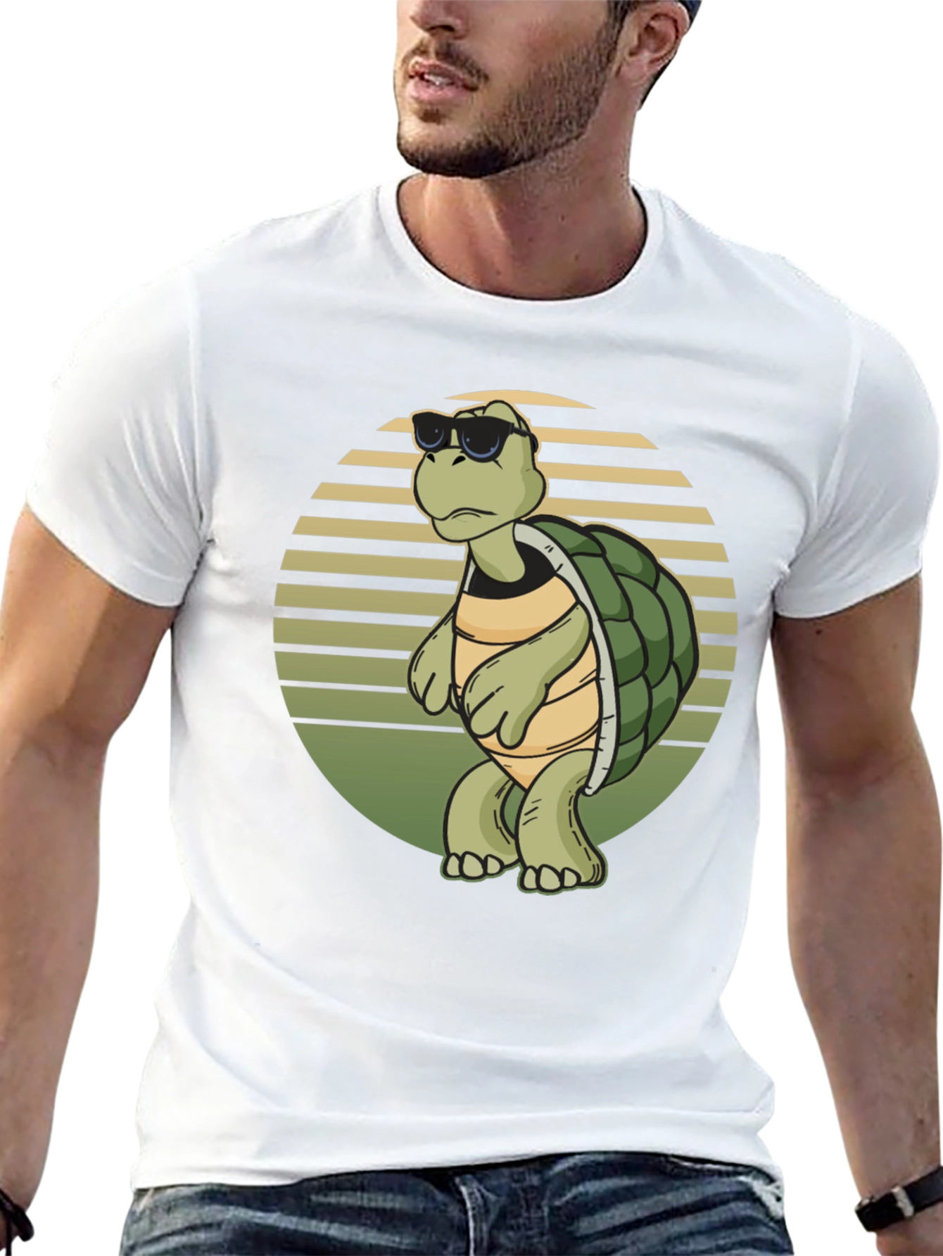 Black Cool Turtle Graphic Tee - Black Cotton Shirt view 13