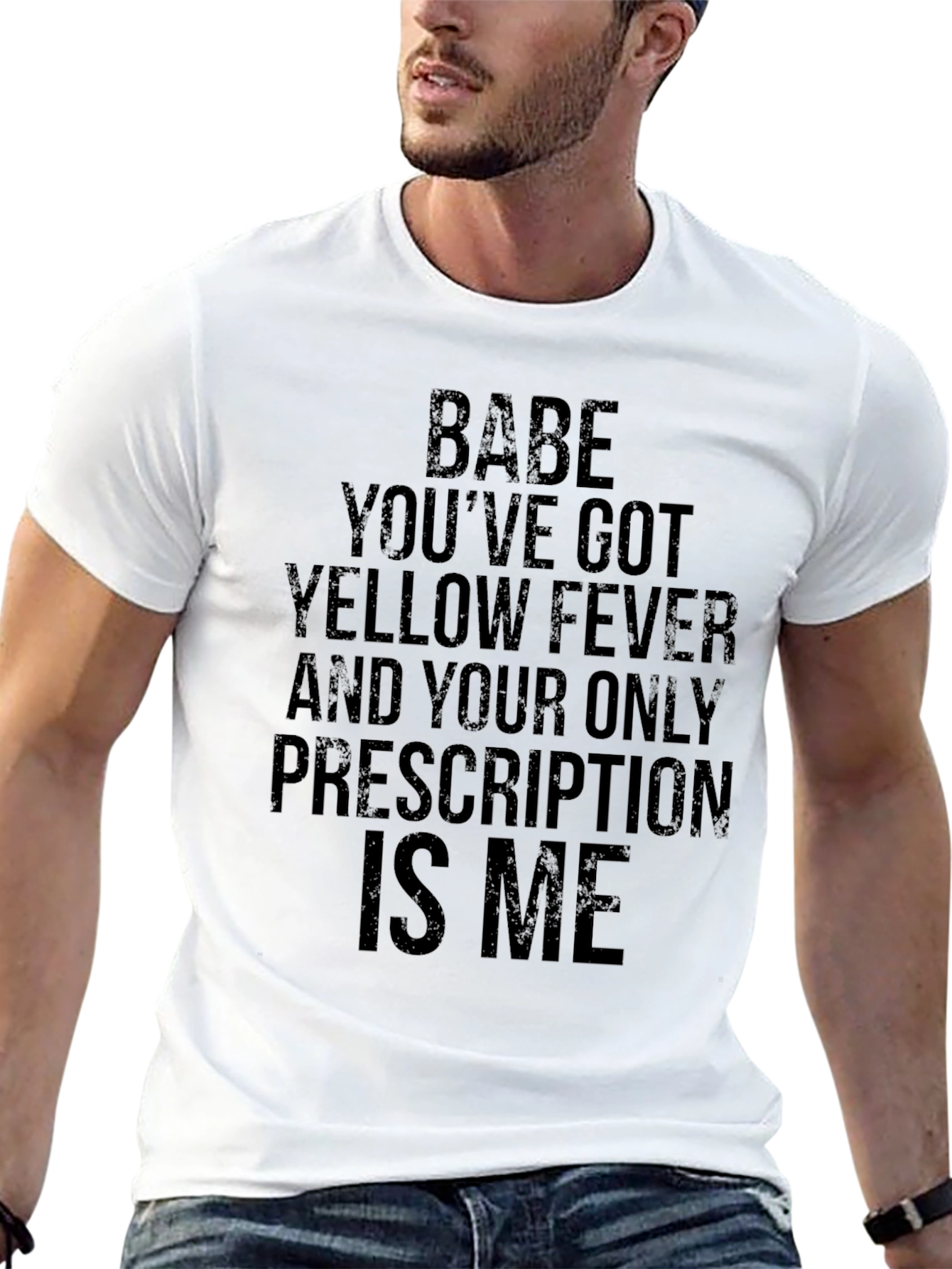Black Funny "Yellow Fever" Prescription T-Shirt view 13
