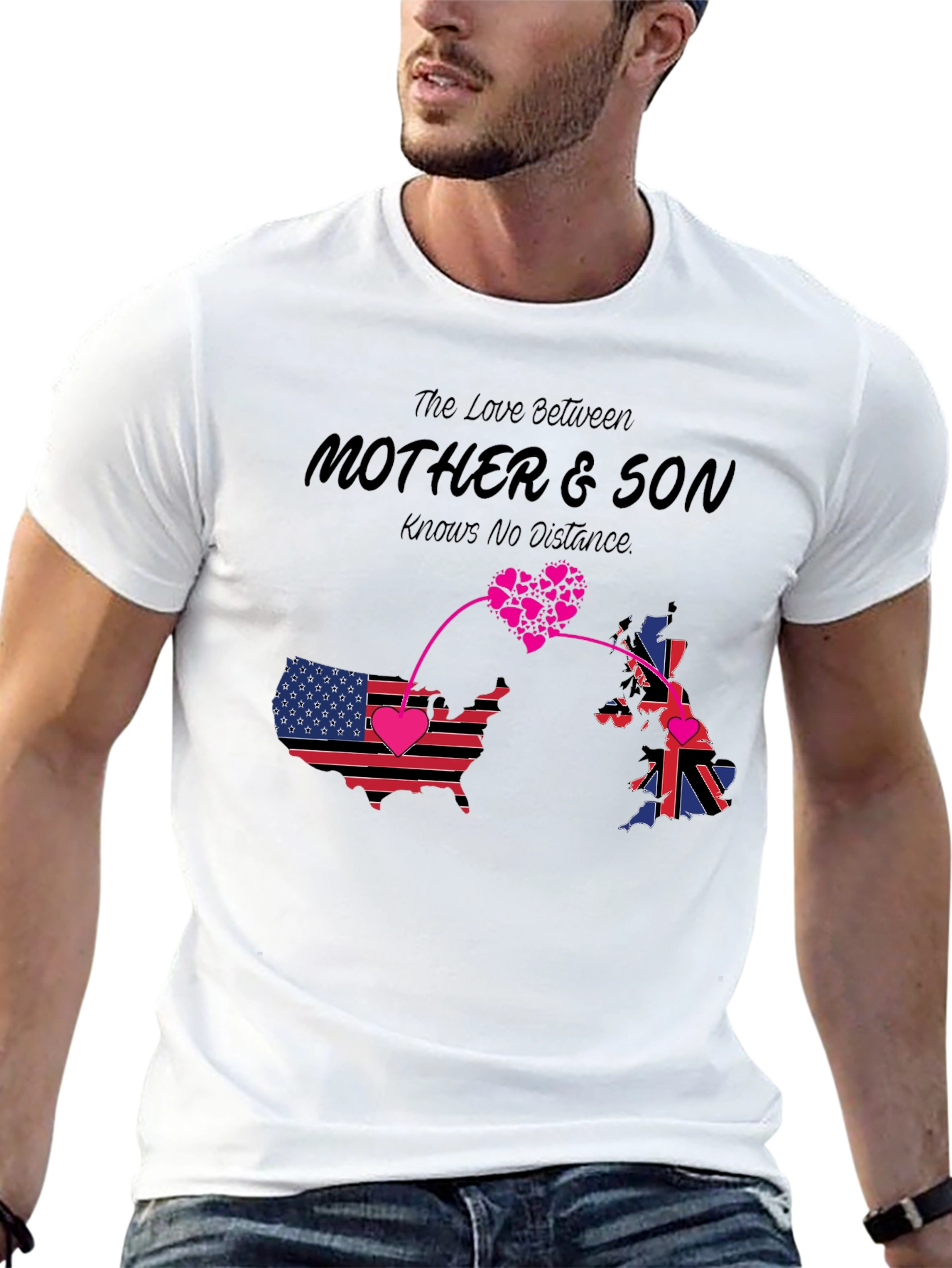 Black Mother & Son Distance Love T-Shirt view 13