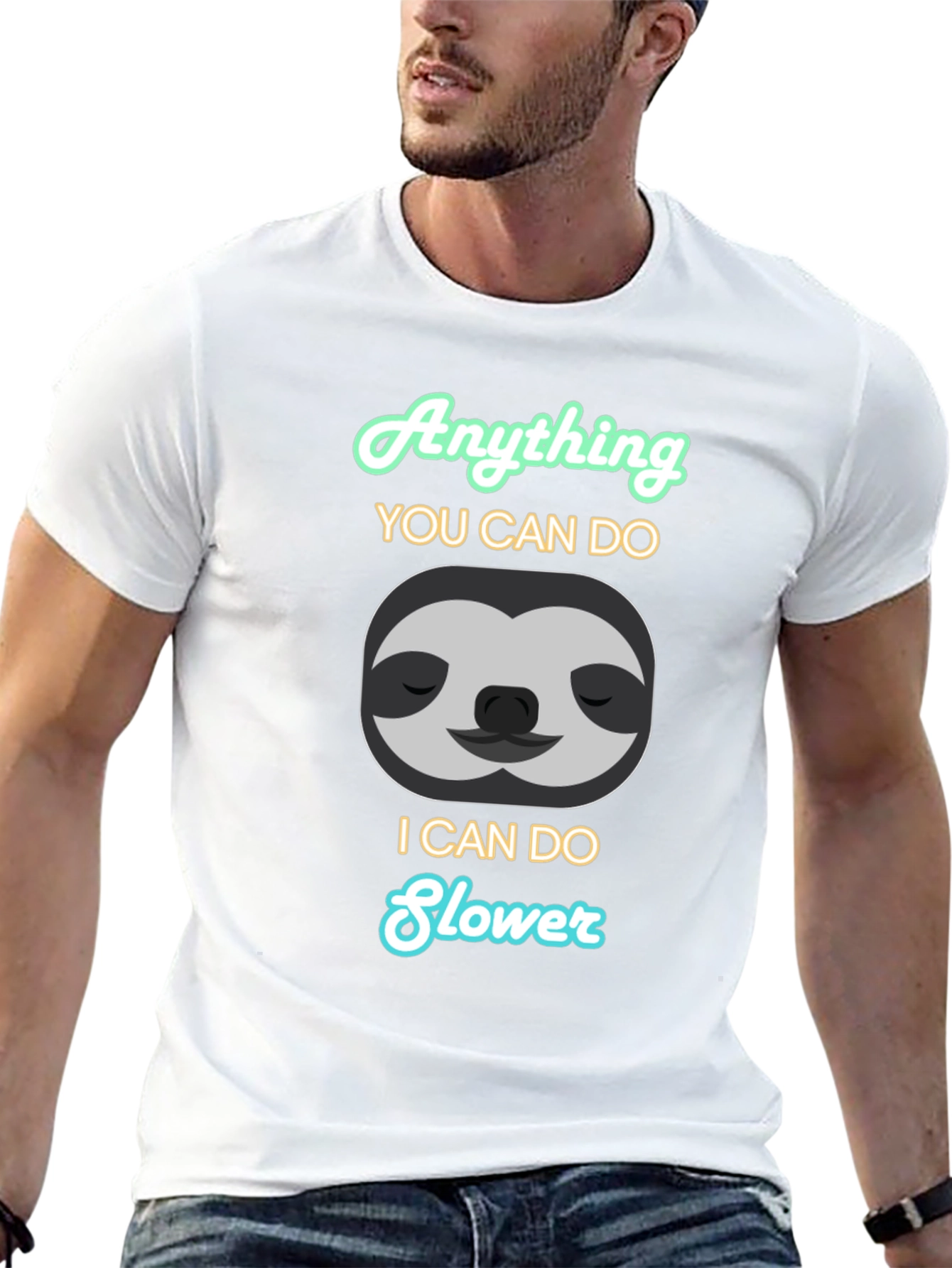 Black Funny Sloth Graphic T-Shirt - Anything I Can Do Slower view 13