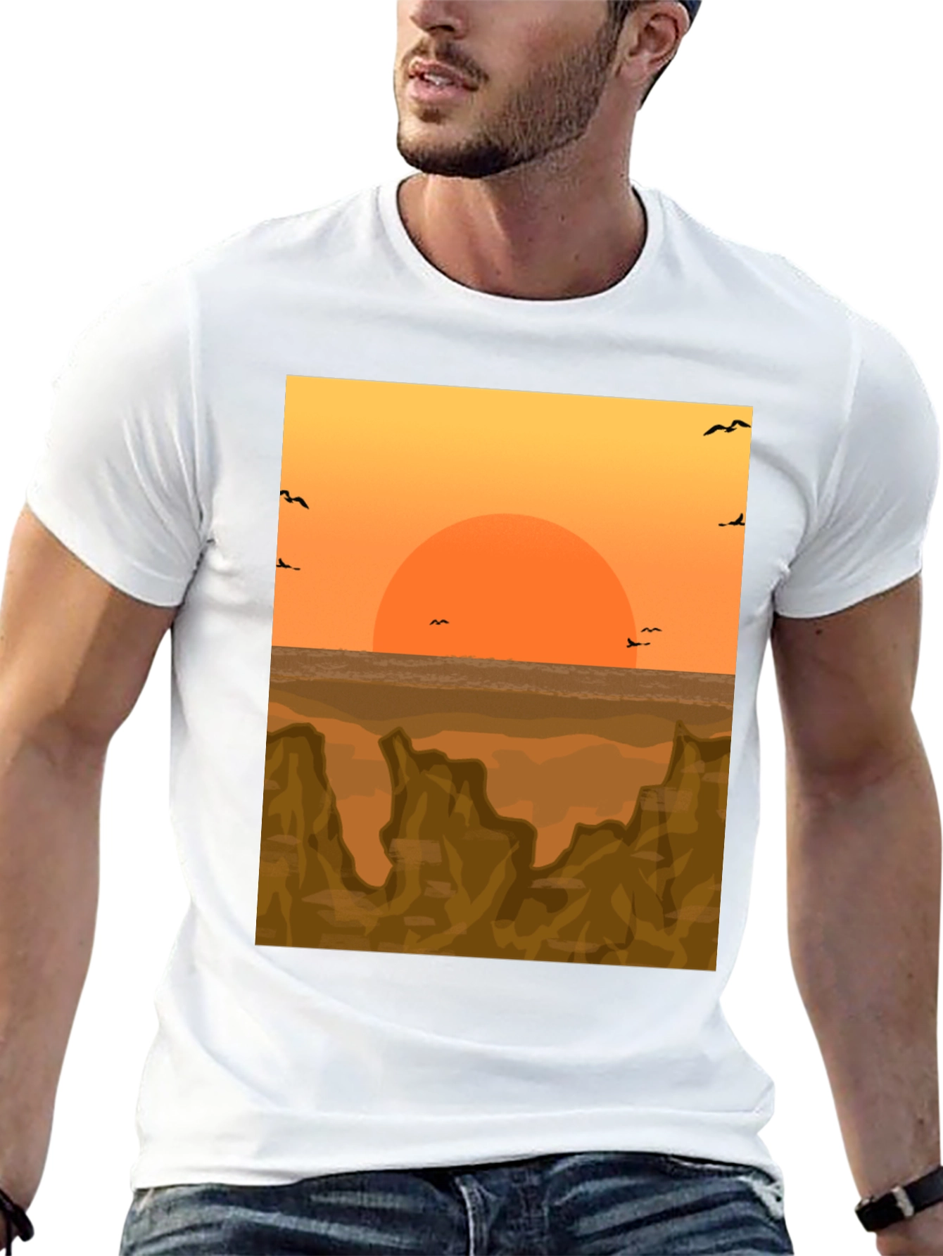Black Sunset Landscape Graphic Tee view 13