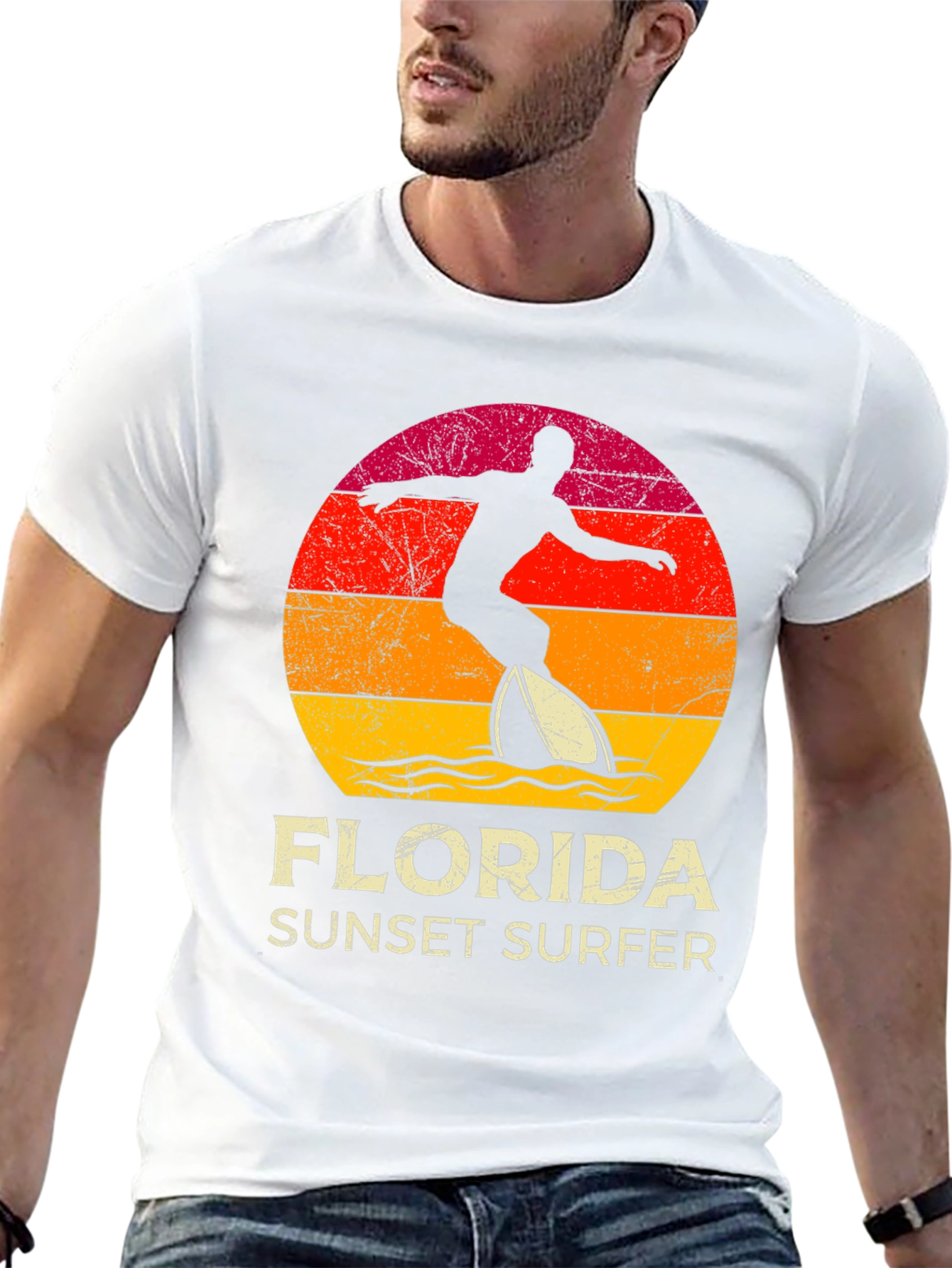 Black Florida Sunset Surfer Graphic Tee view 13