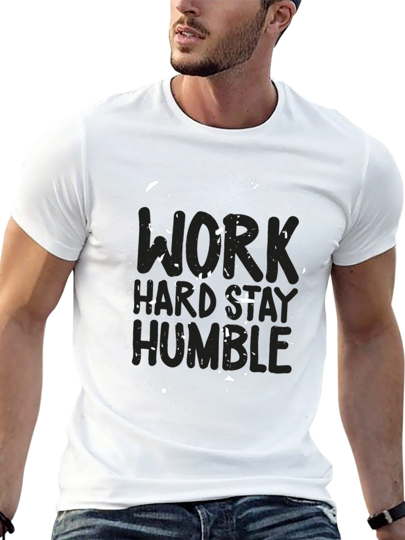 Black Work Hard Stay Humble Black T-Shirt view 13