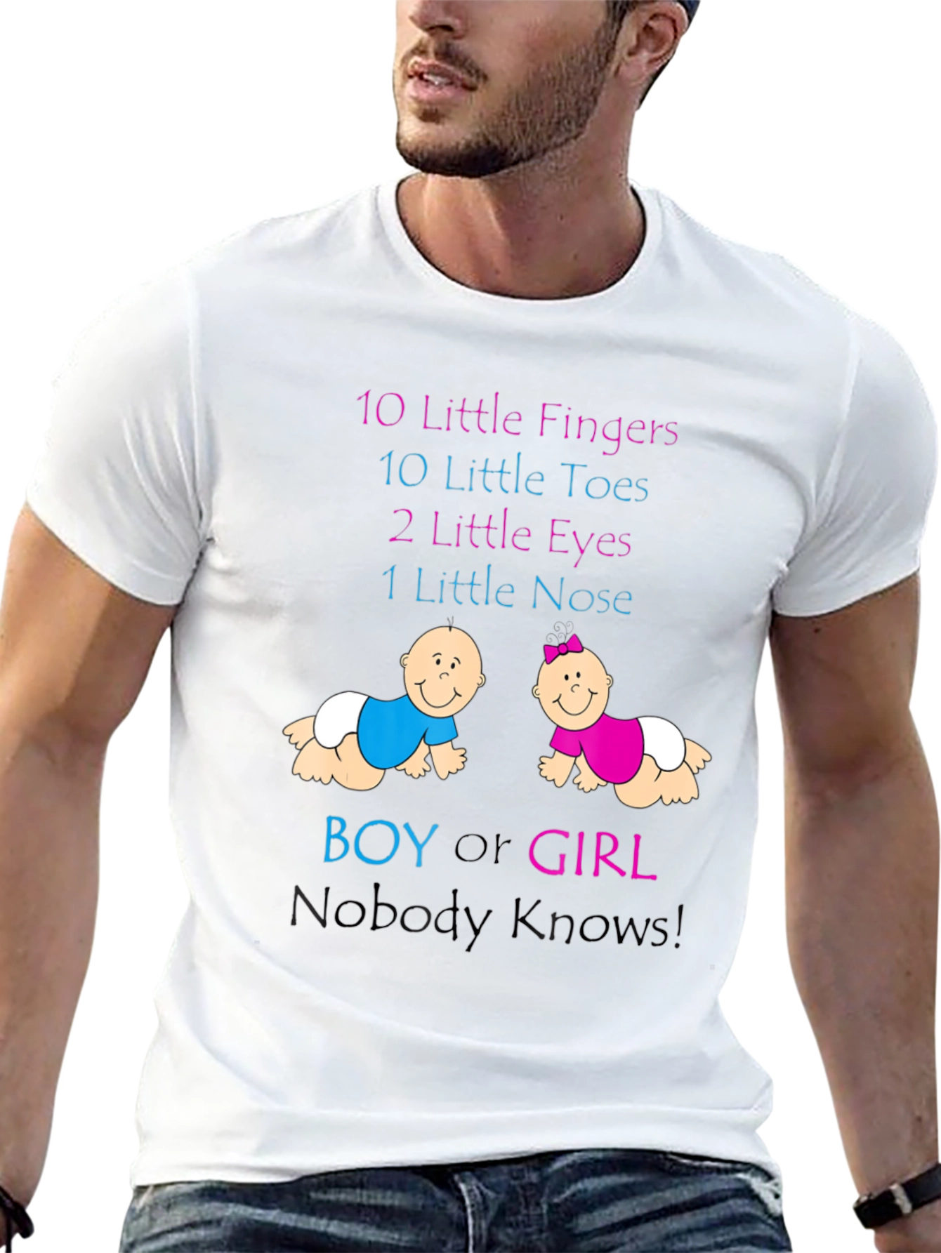Black Baby Gender Reveal T-Shirt - Boy or Girl Nobody Knows! view 13