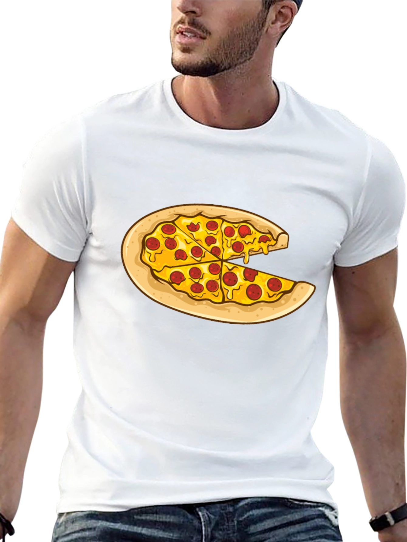 Black Pizza Slice Graphic Tee - Casual Comfort view 13