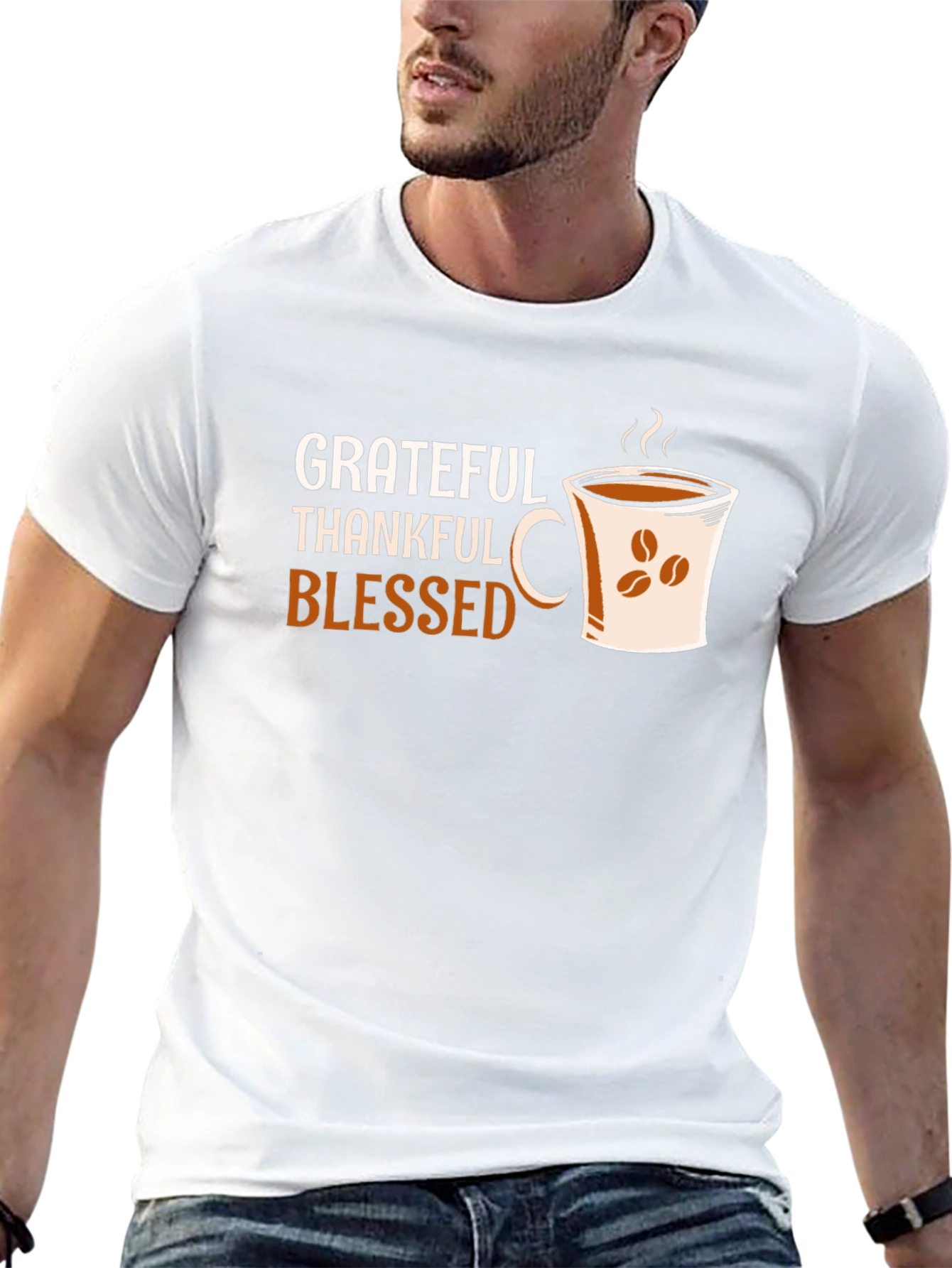 Black Grateful Thankful Blessed Coffee Cup T-Shirt view 13