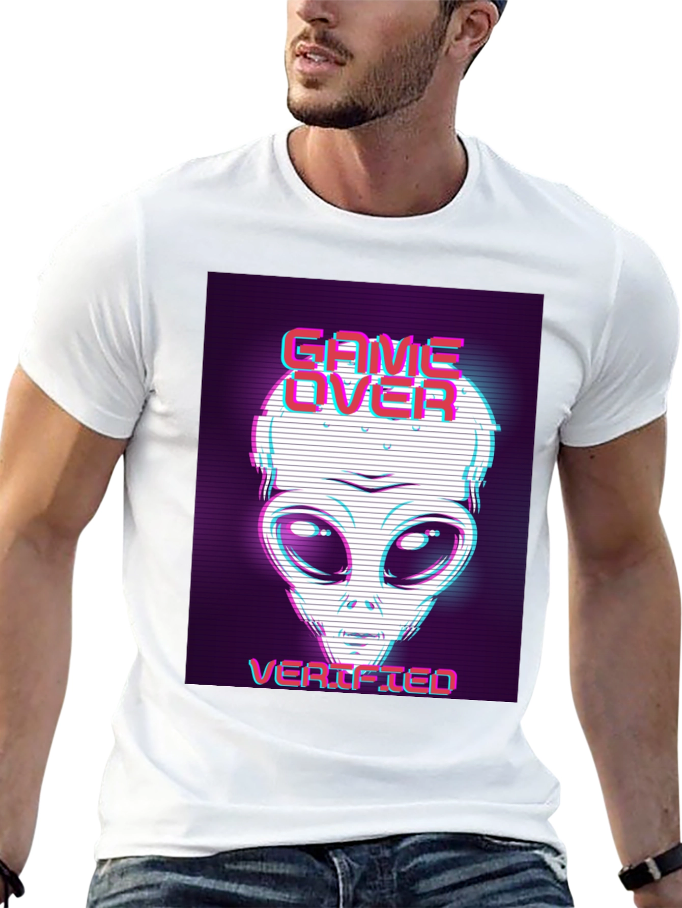 Black Game Over Alien Verified Black Graphic Tee view 13