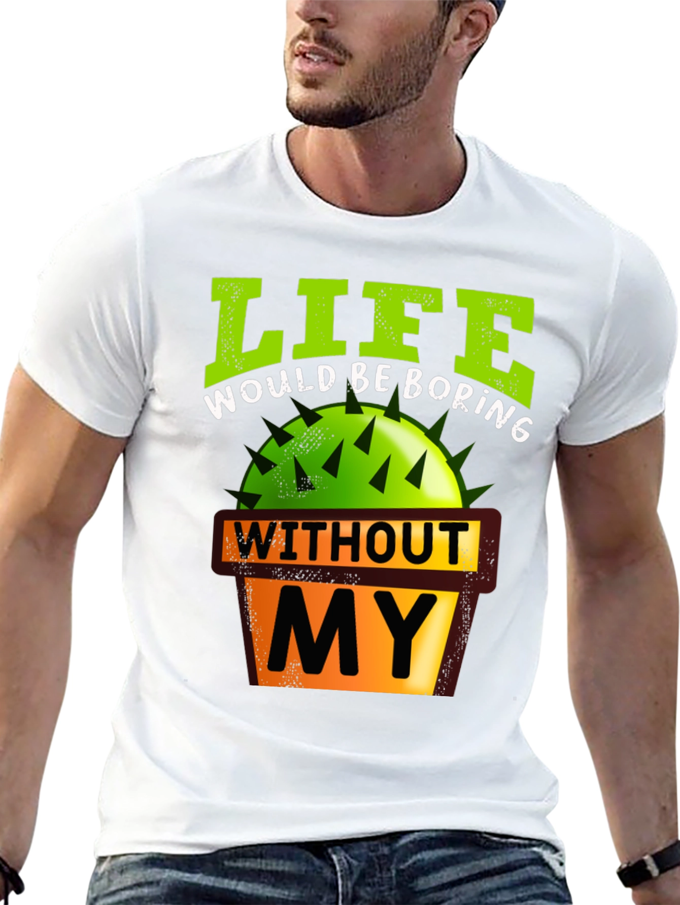 Black Life Would Be Boring Cactus Graphic T-Shirt view 13