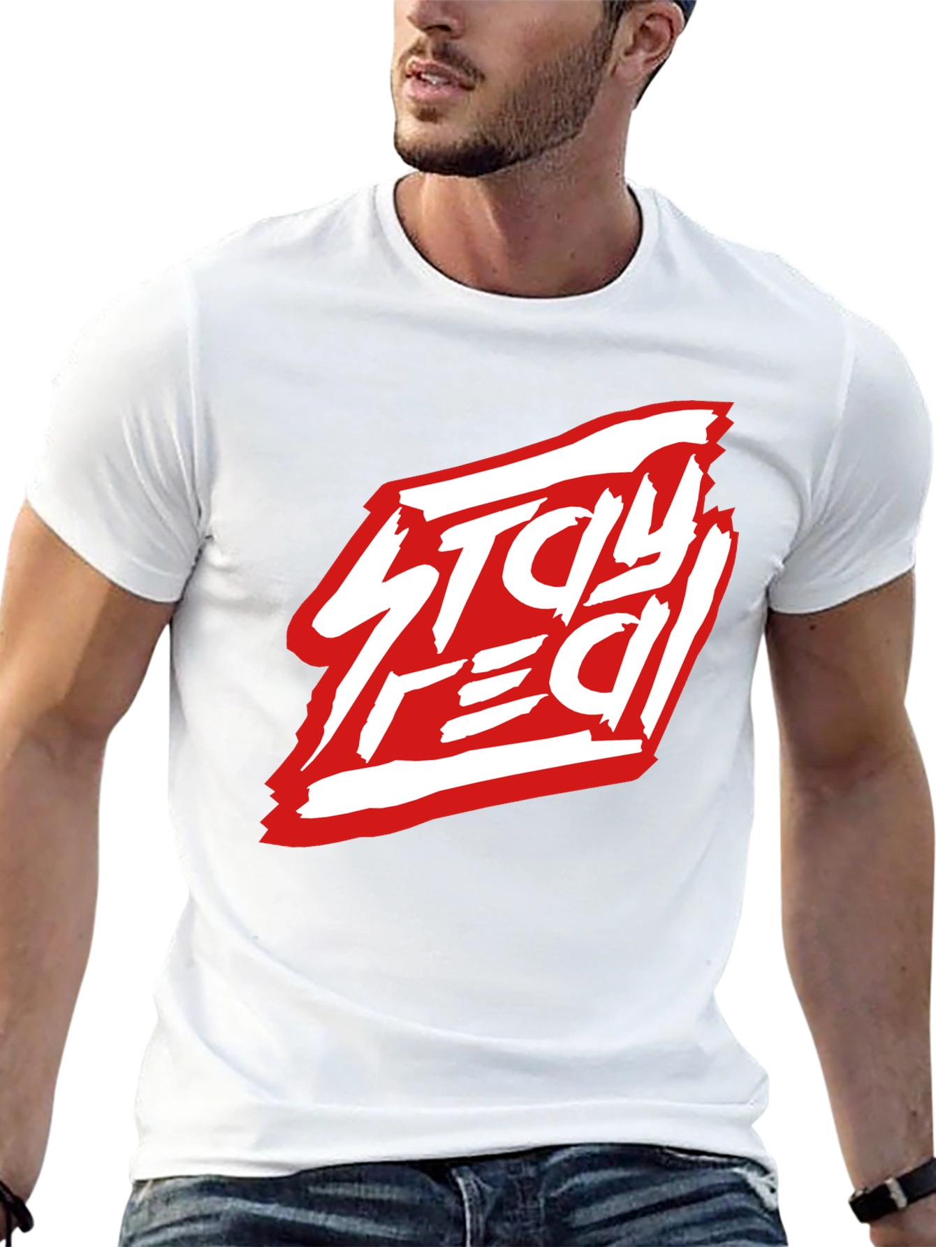 Black Stay Real Black Graphic Tee - Modern Streetwear Style view 13