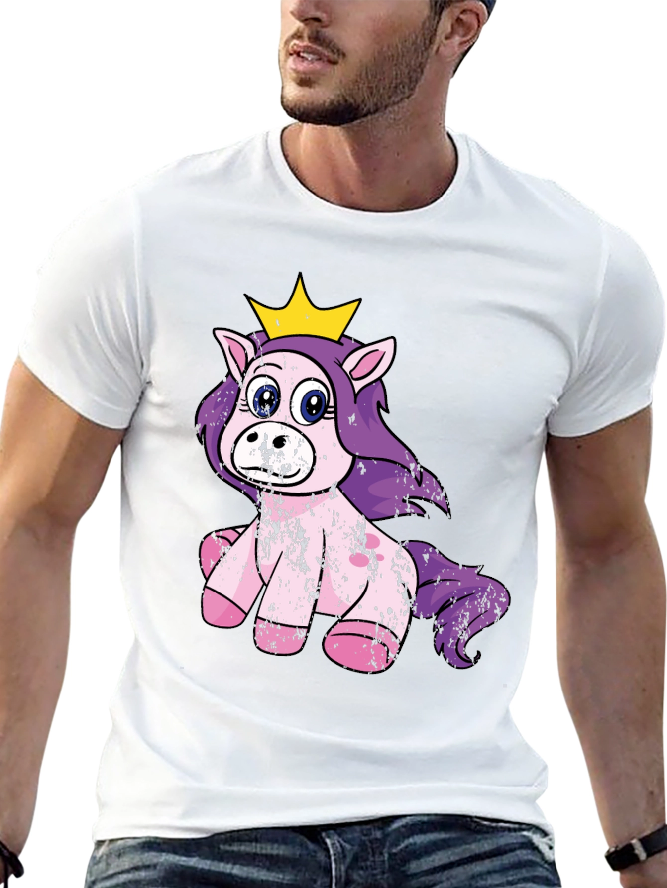Black Cute Princess Unicorn Black T-Shirt view 13