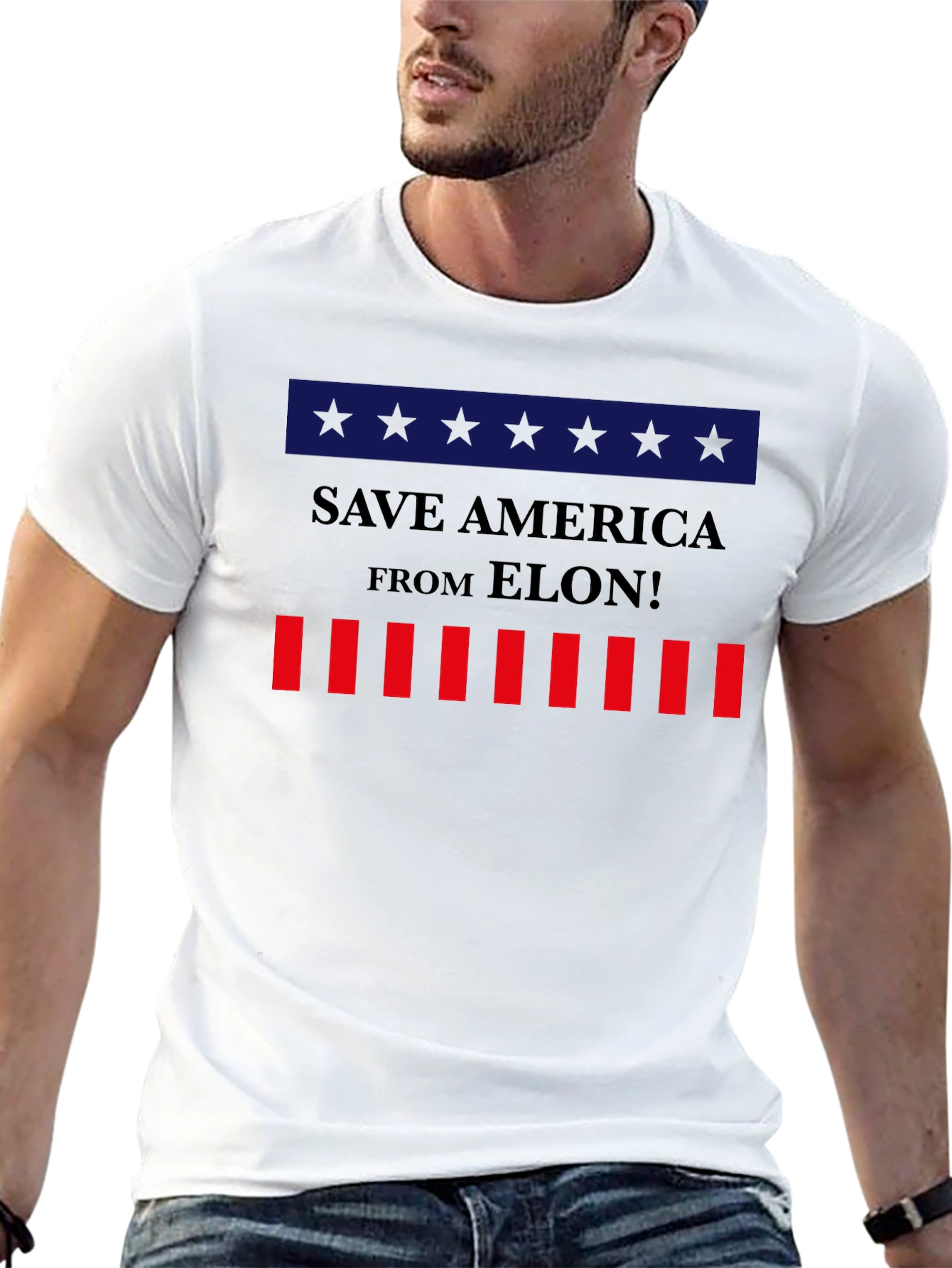 Black Save America From Elon! Graphic Tee view 13