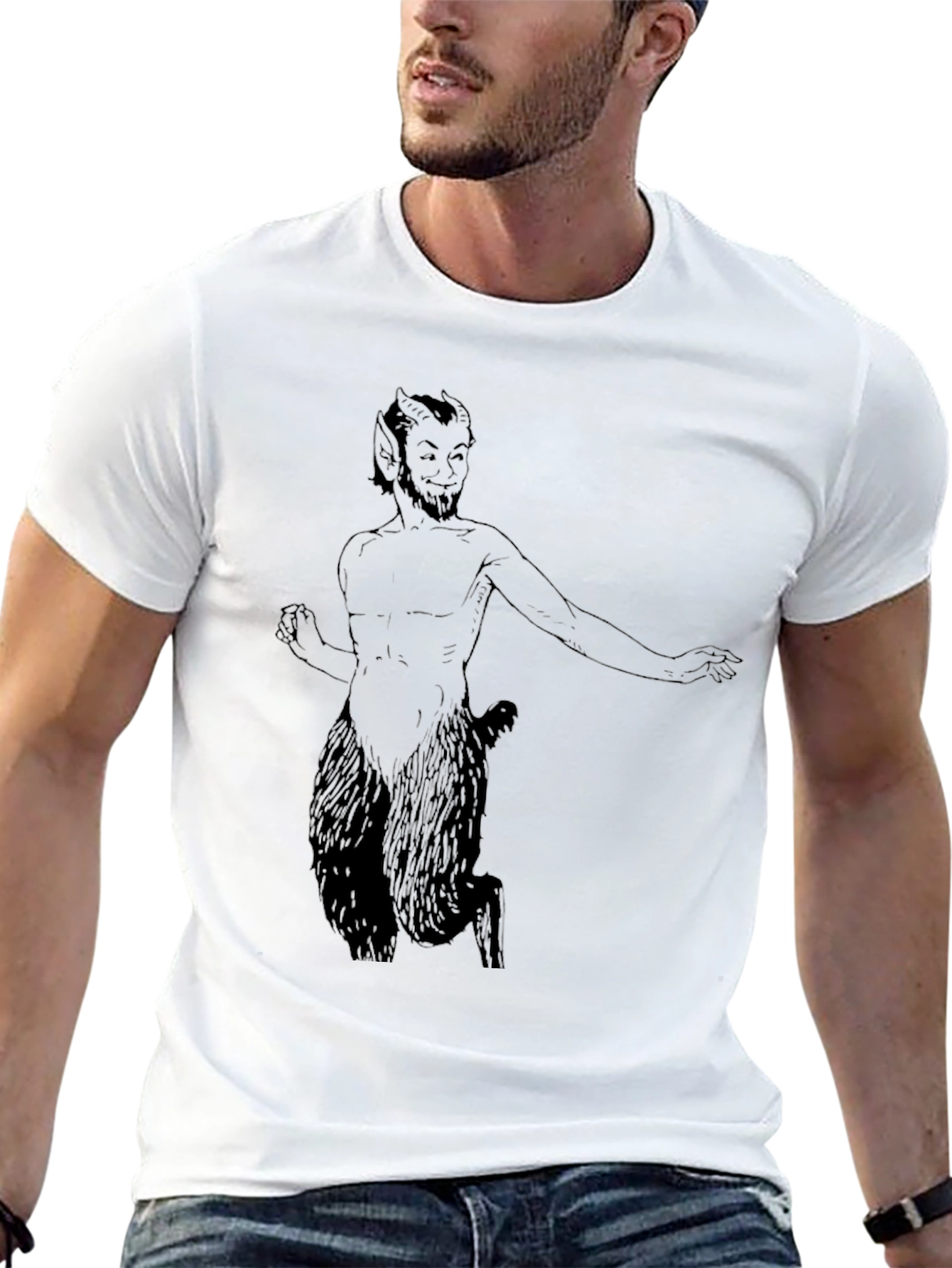 Black Satyr Graphic Tee - Black Cotton T-Shirt view 13