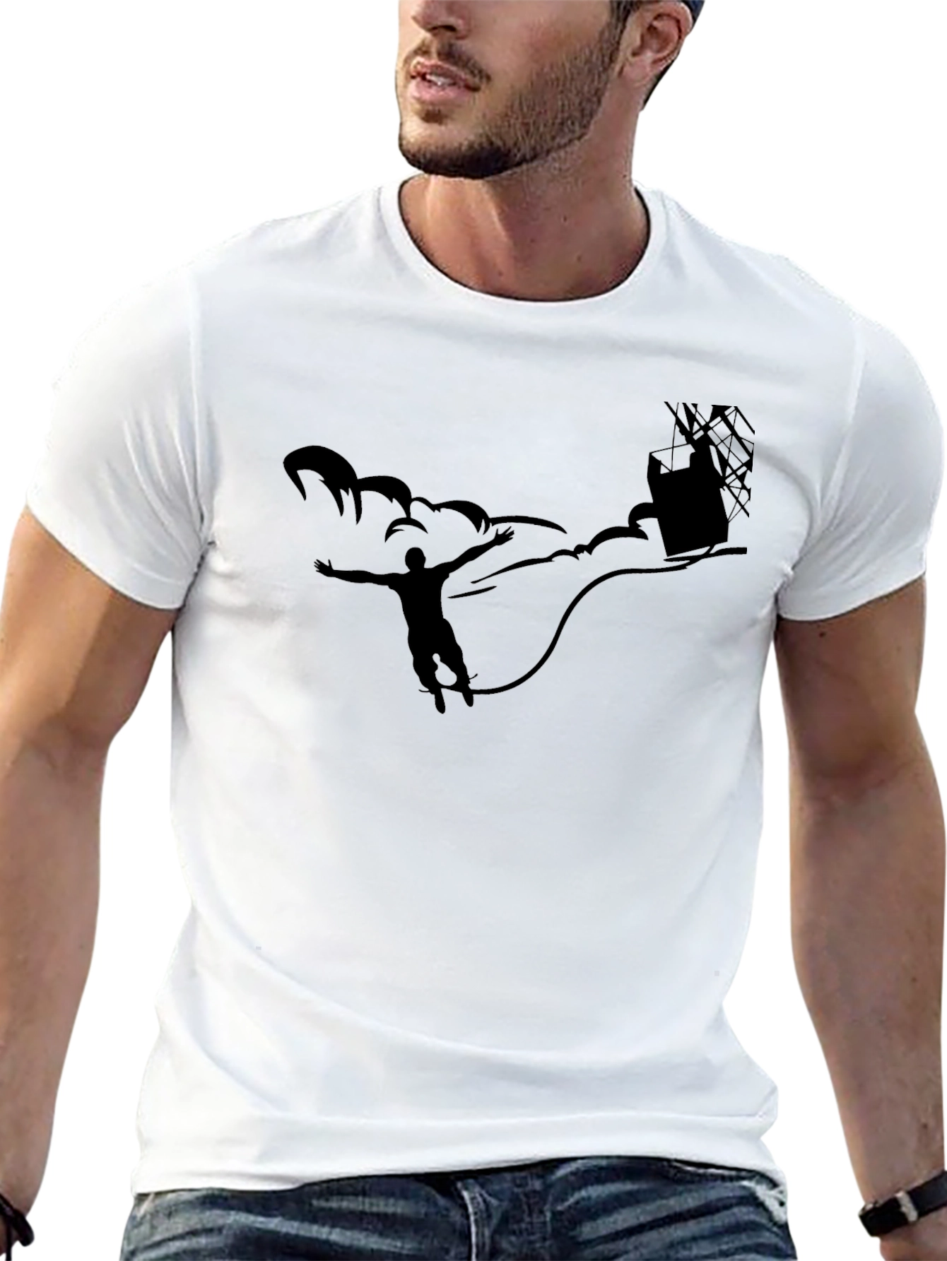 Black Man's Black T-Shirt - Adventure Graphic Tee view 13