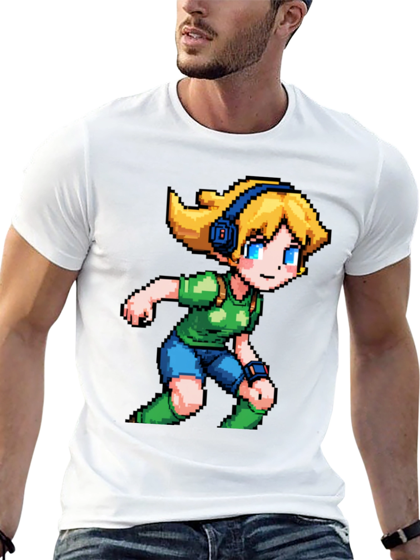 Black Pixelated Girl Graphic Tee view 13