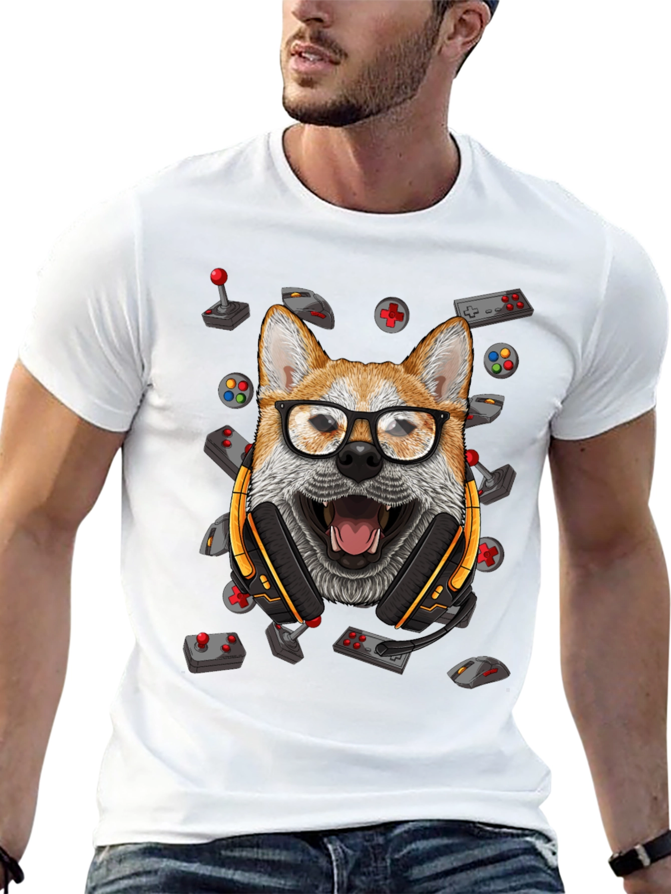 Black Gamer Dog T-Shirt - Playful Graphic Tee view 13