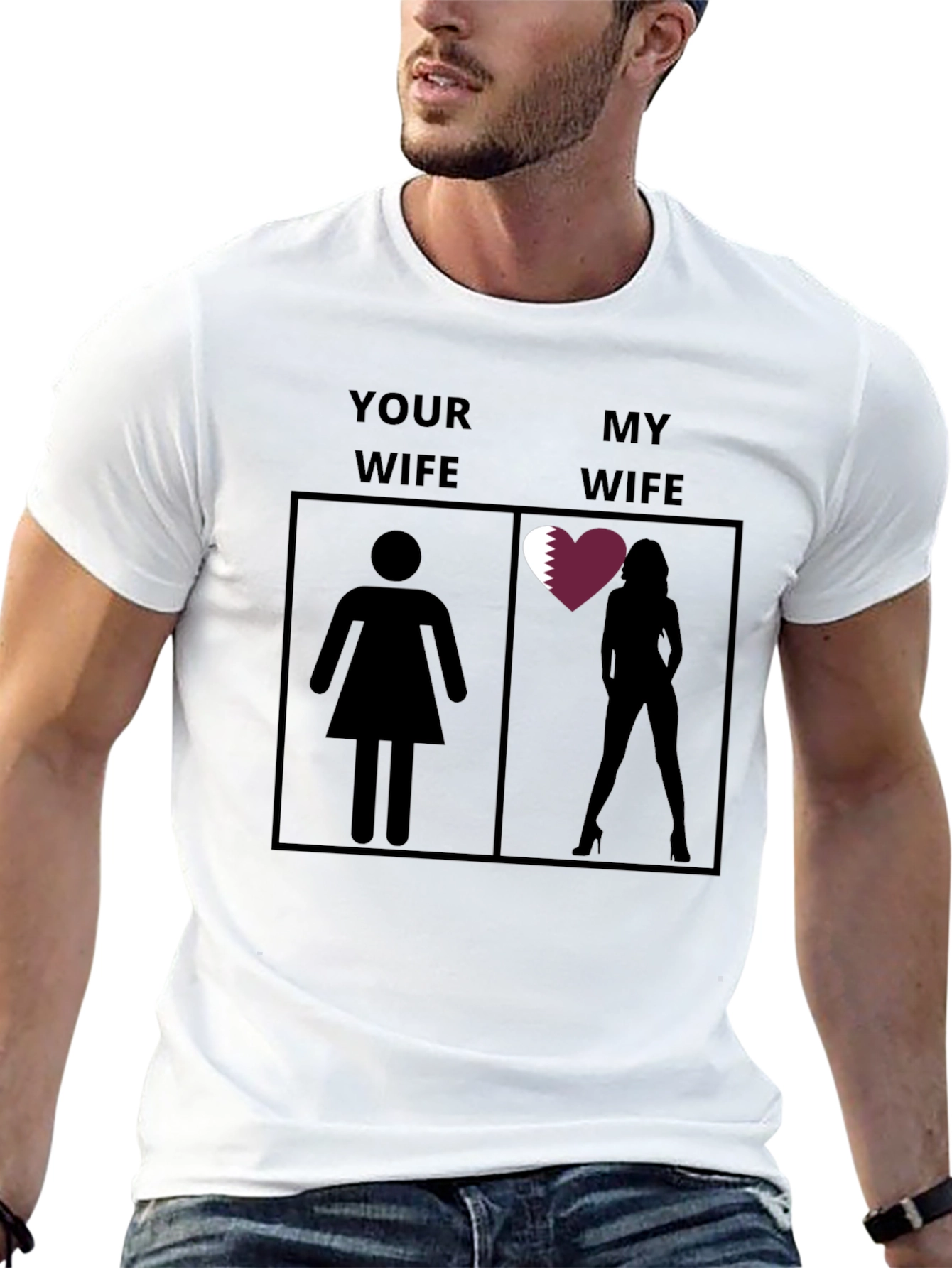 Black Funny "My Wife" Qatar T-Shirt view 13