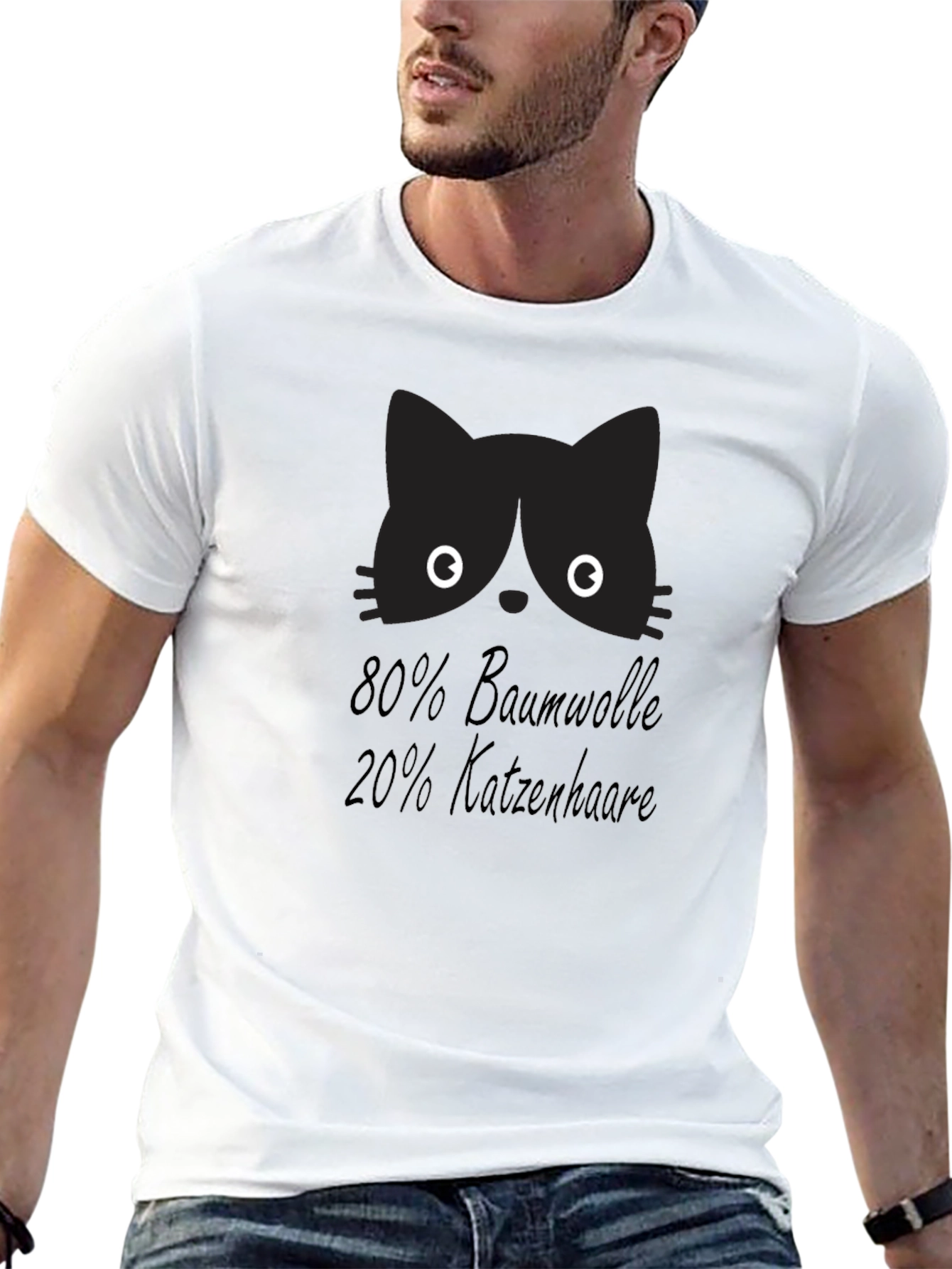 Black Funny Cat Hair T-Shirt - 80% Baumwolle 20% Katzenhaare view 13